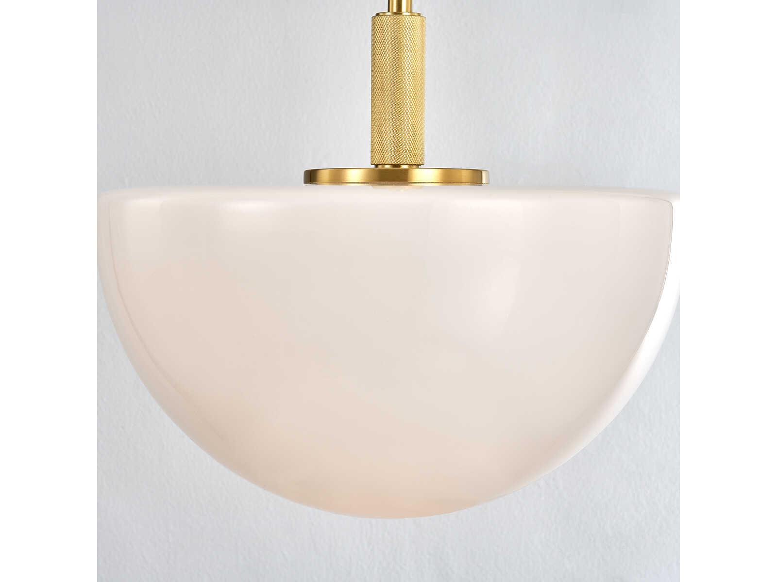 Hudson Valley Lethbridge 1-Light Aged Brass White Bowl Pendant