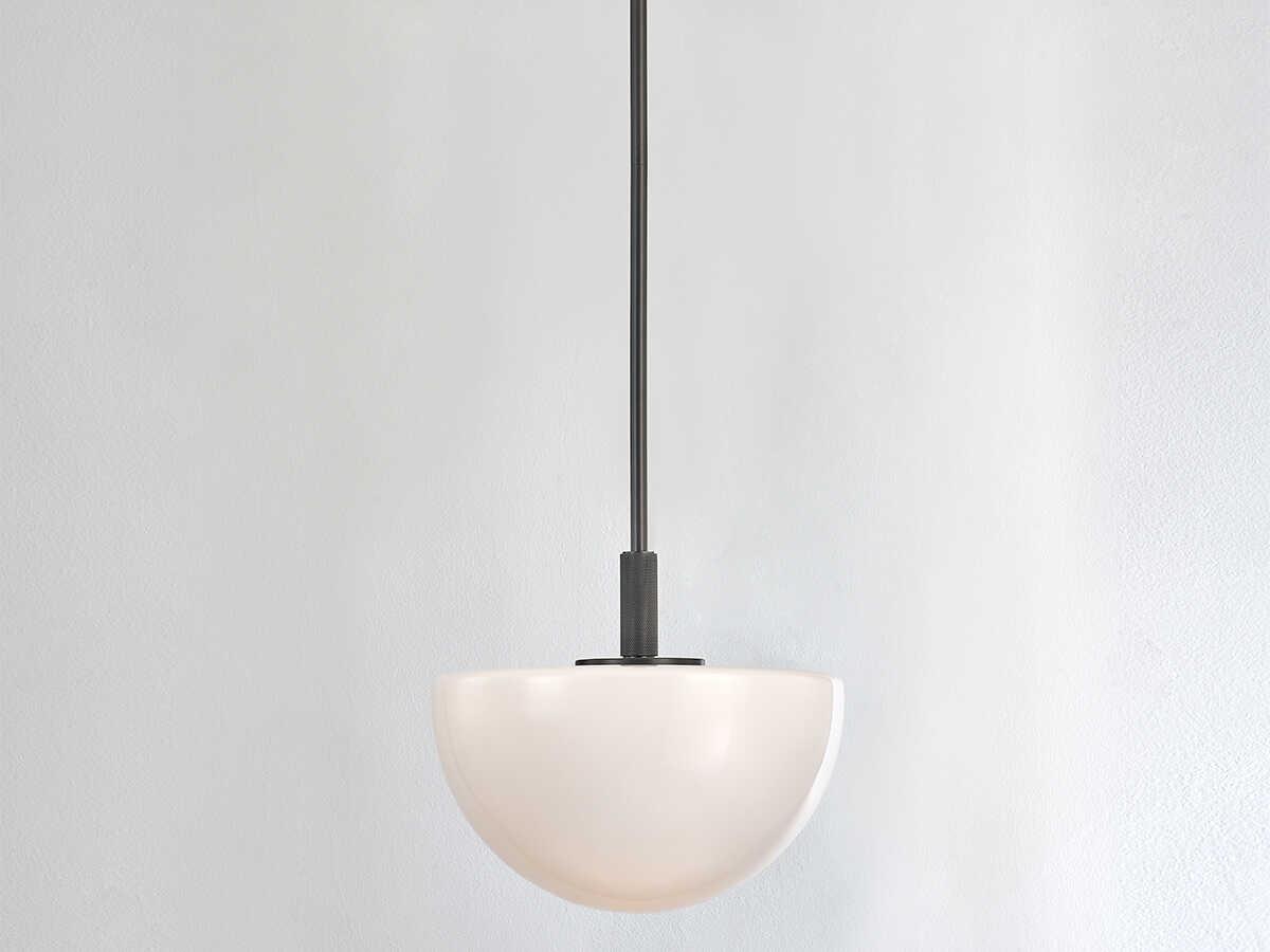 Hudson Valley Lethbridge 1-Light Old Bronze White Glass Bowl Pendant