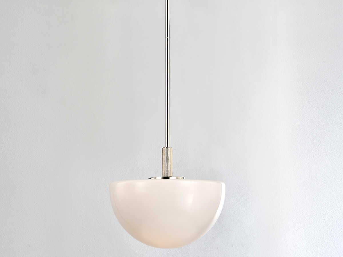 Hudson Valley Lethbridge 1-Light Polished Nickel White Bowl Pendant