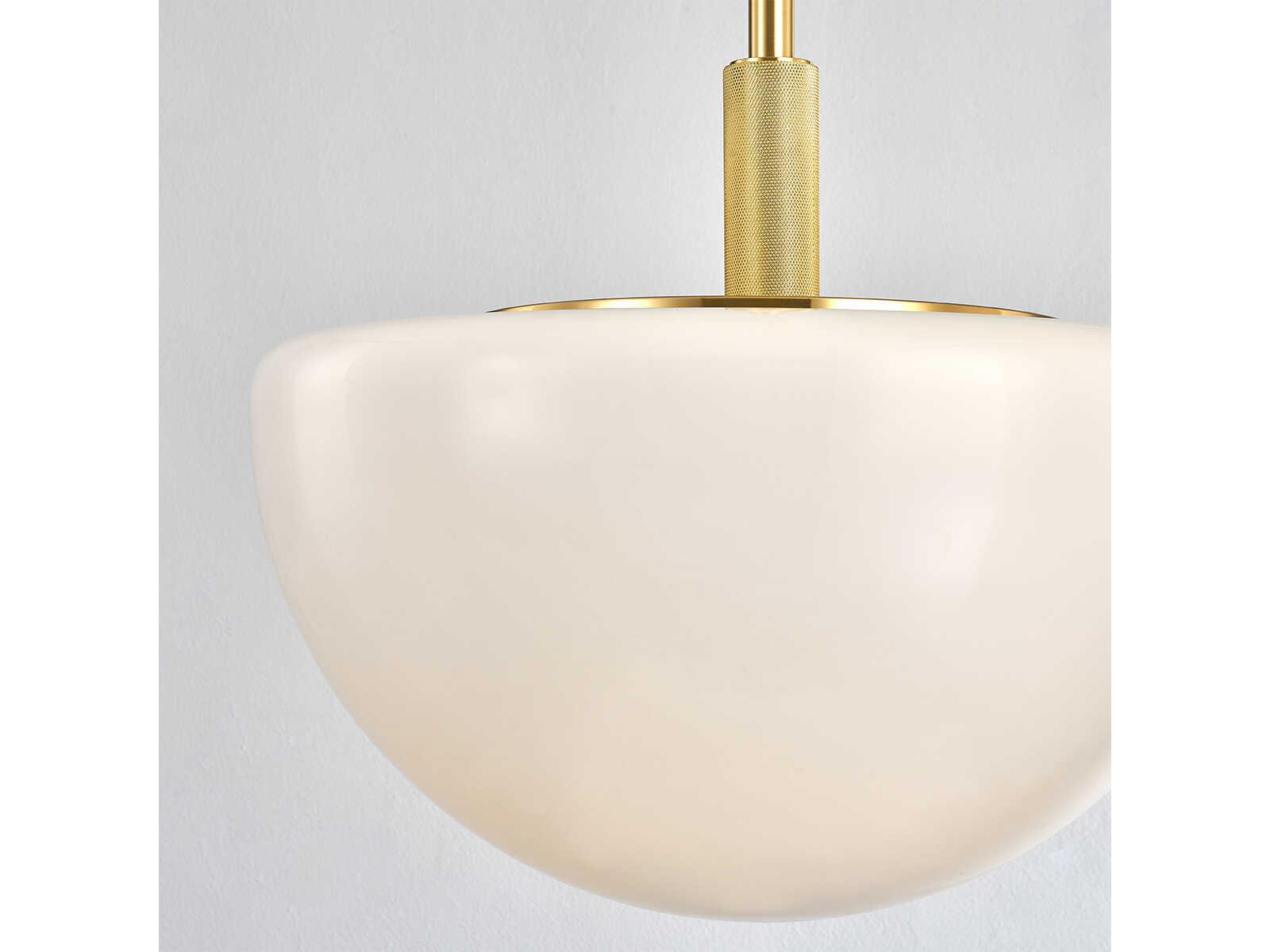 Hudson Valley Lethbridge 1-Light Aged Brass White Glass Bowl Pendant