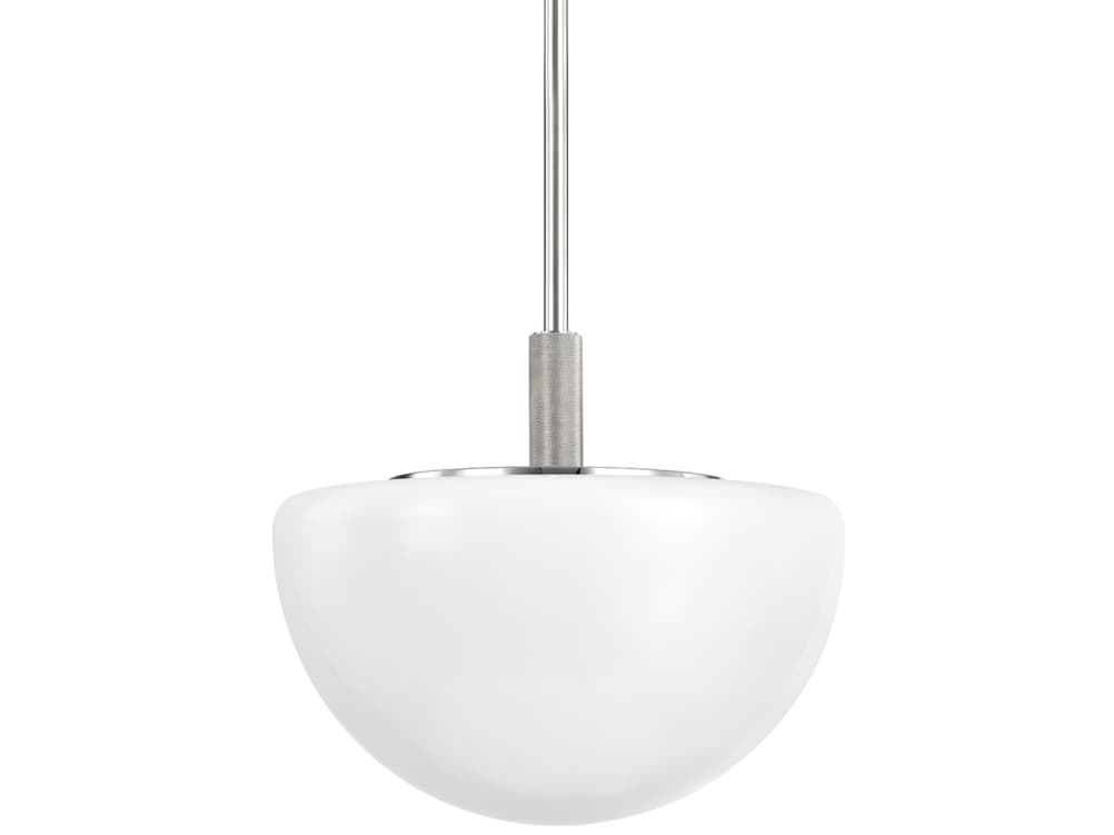 Hudson Valley Lethbridge 1-Light Polished Nickel White Glass Bowl Pendant