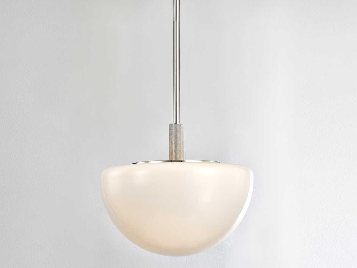 Hudson Valley Lethbridge 1-Light Polished Nickel White Glass Bowl Pendant