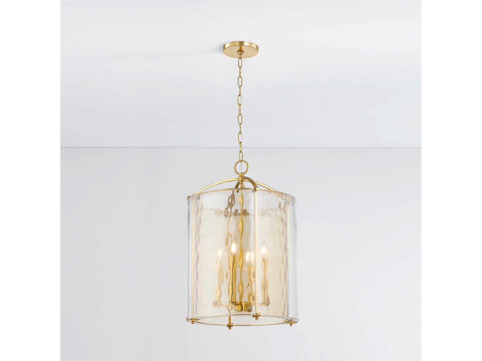 Hudson Valley Ramsey 4-Light Aged Brass Cylinder Pendant