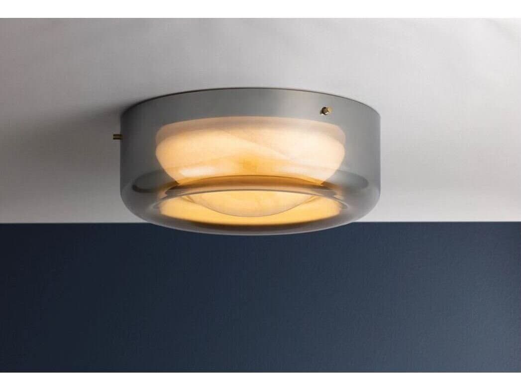 Hudson Valley Eldred 1-Light Aged Brass Black Round Flush Mount