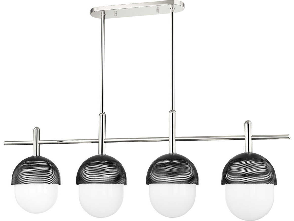 Hudson Valley Nyack 4-Light Polished Nickel Black Globe Island Pendant
