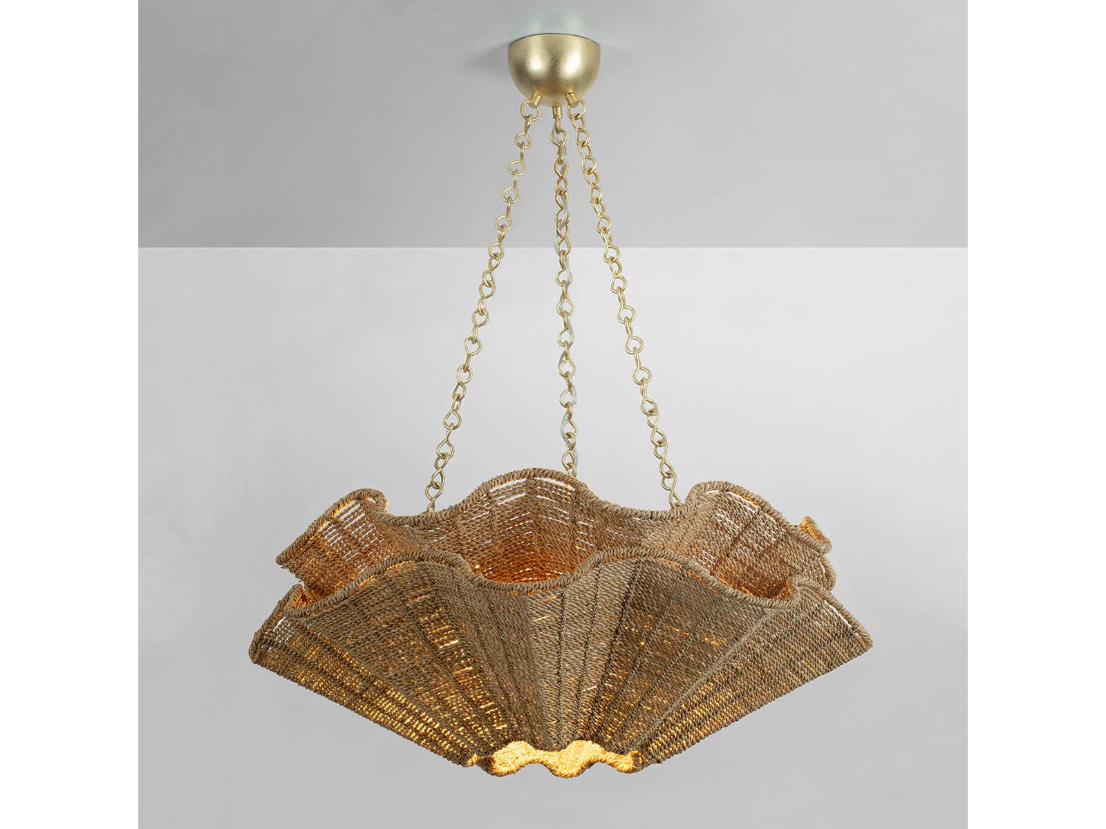 Hudson Valley Hayworth 6-Light Vintage Gold Leaf Brown Chandelier