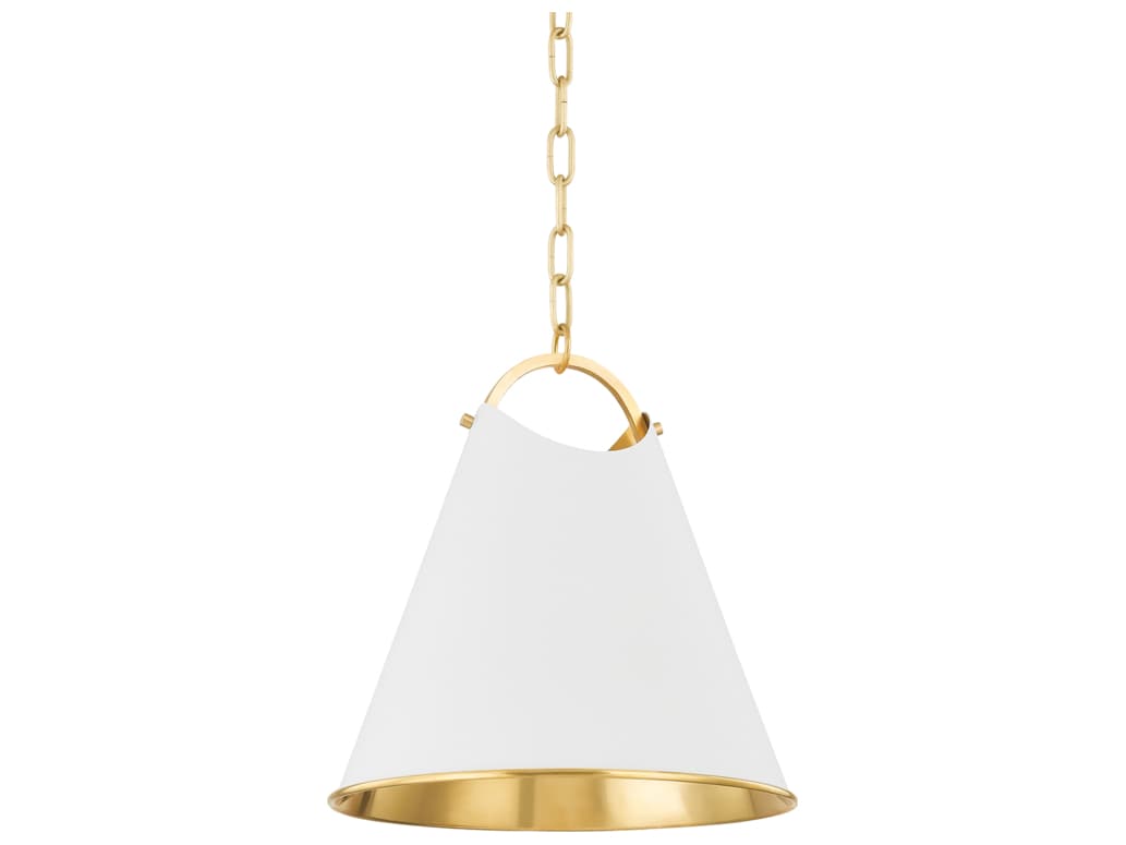 Hudson Valley Burnbay 1-Light Aged Brass White Bell Pendant