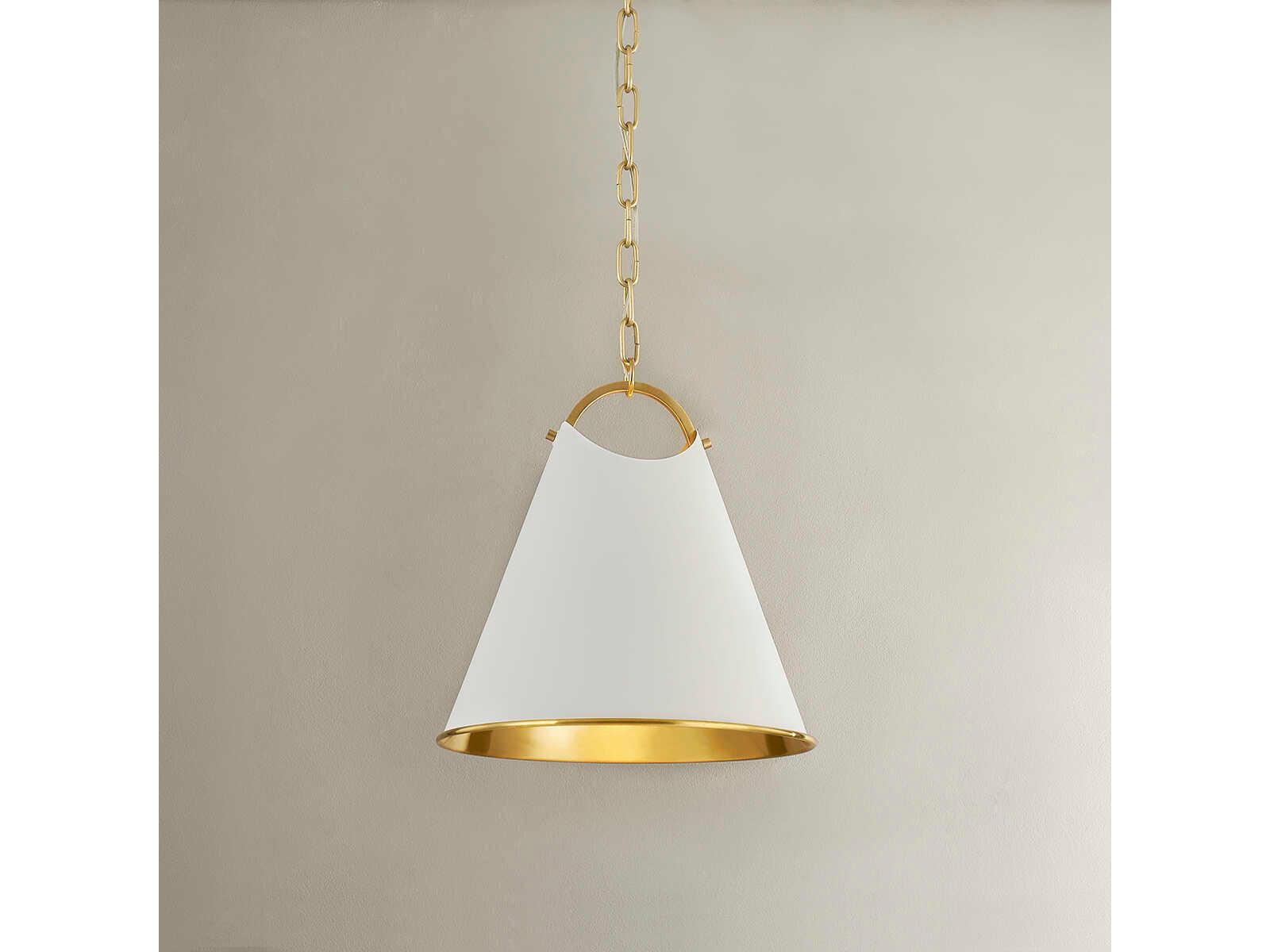 Hudson Valley Burnbay 1-Light Aged Brass White Bell Pendant