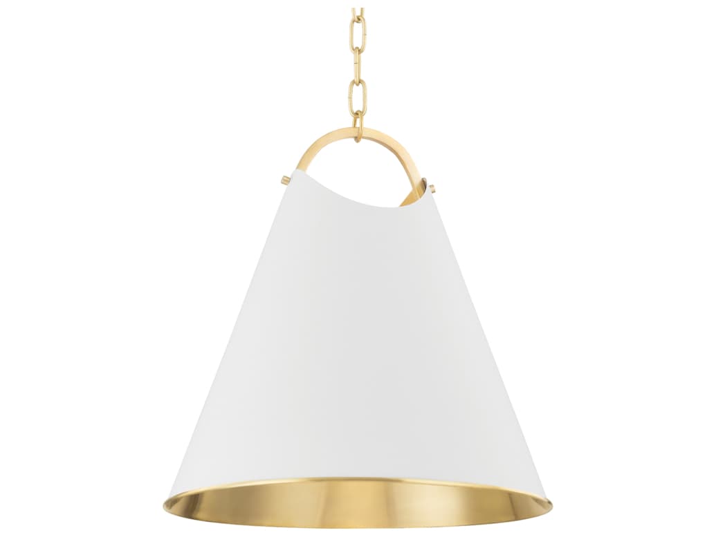 Hudson Valley Burnbay 1-Light Aged Brass White Bell Pendant
