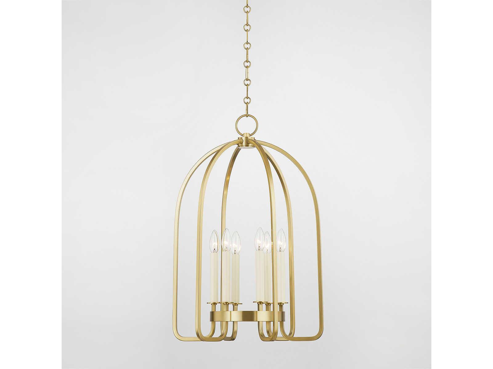 Hudson Valley Oakville 6-Light Aged Brass Lantern Pendant