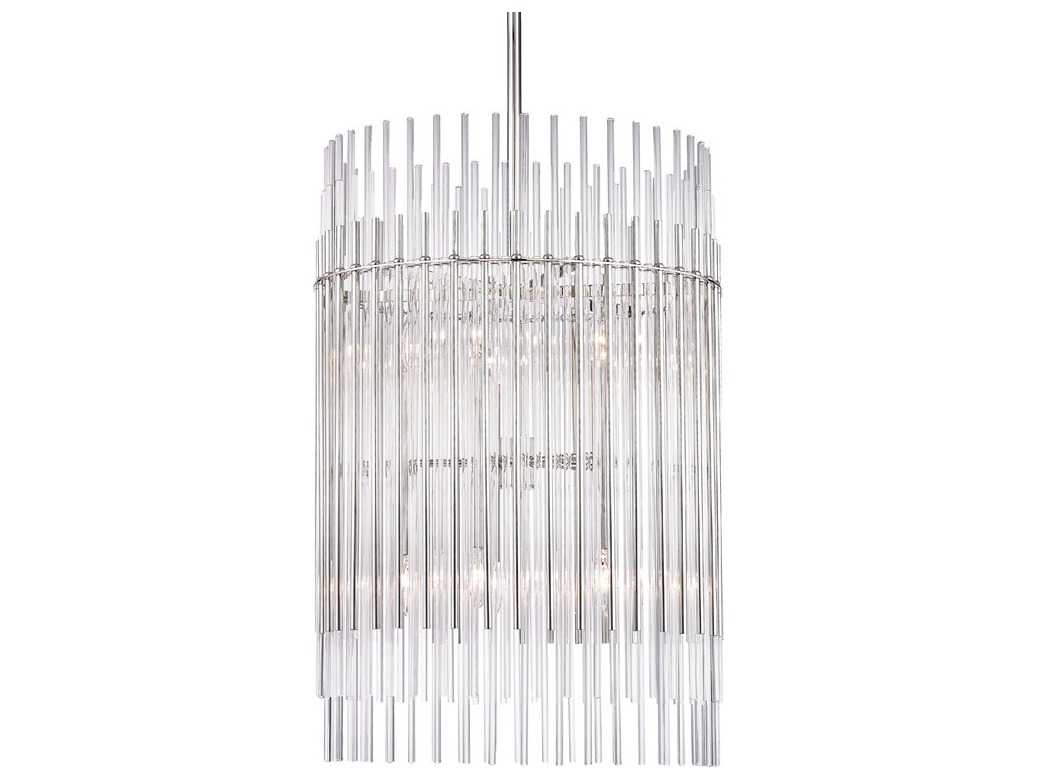 Hudson Valley Wallis 10-Light Polished Nickel Clear Glass Pendant