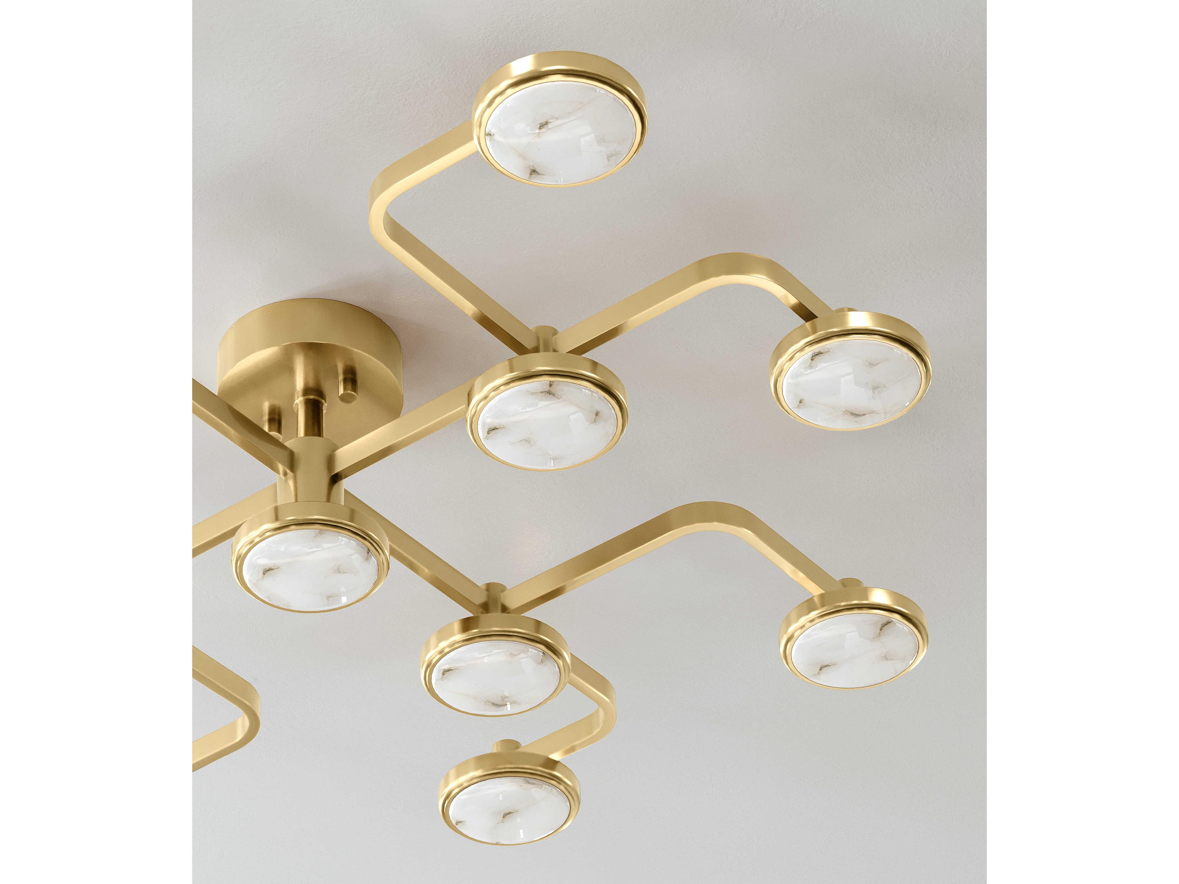 Hudson Valley Meander 13-Light Aged Brass White LED Round Semi Flush Mount