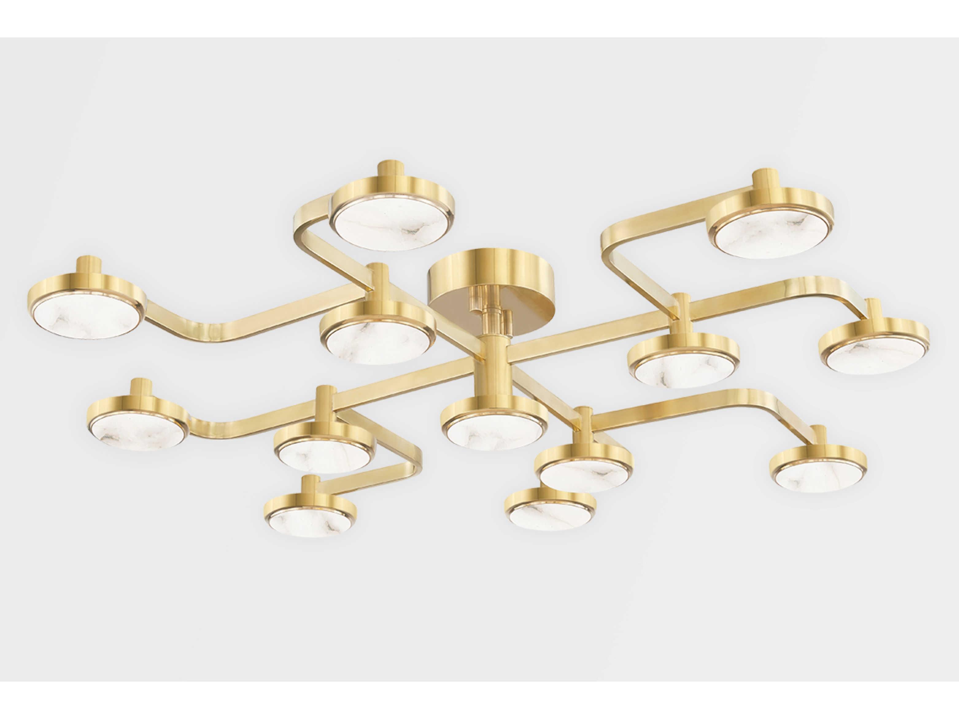 Hudson Valley Meander 13-Light Aged Brass White LED Round Semi Flush Mount