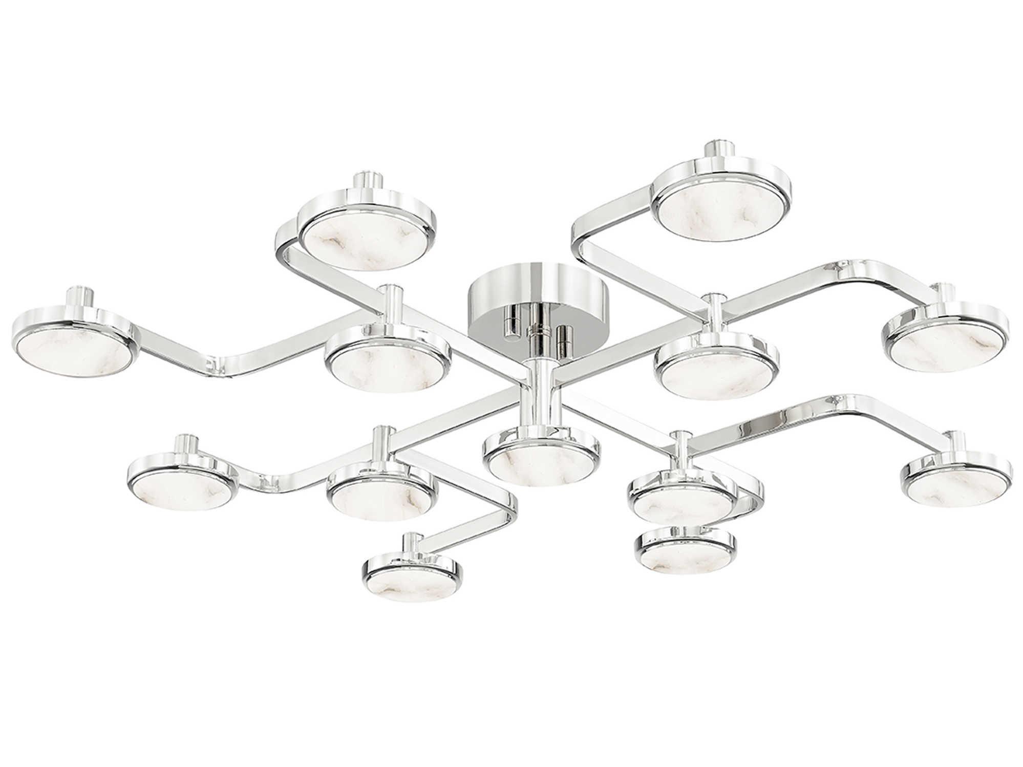 Hudson Valley Meander 13-Light Polished Nickel White LED Round Semi Flush Mount