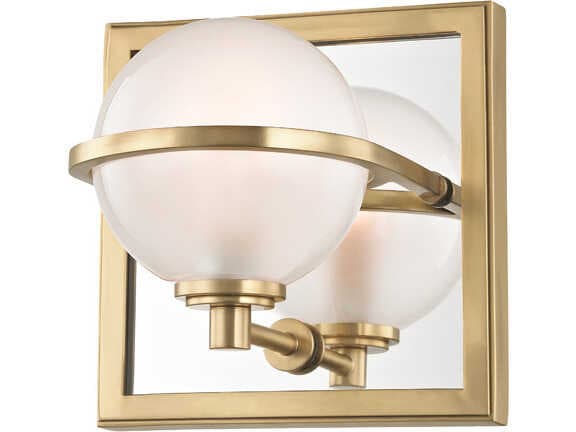 Hudson Valley Axiom 1-Light Aged Brass Glass Wall Sconce