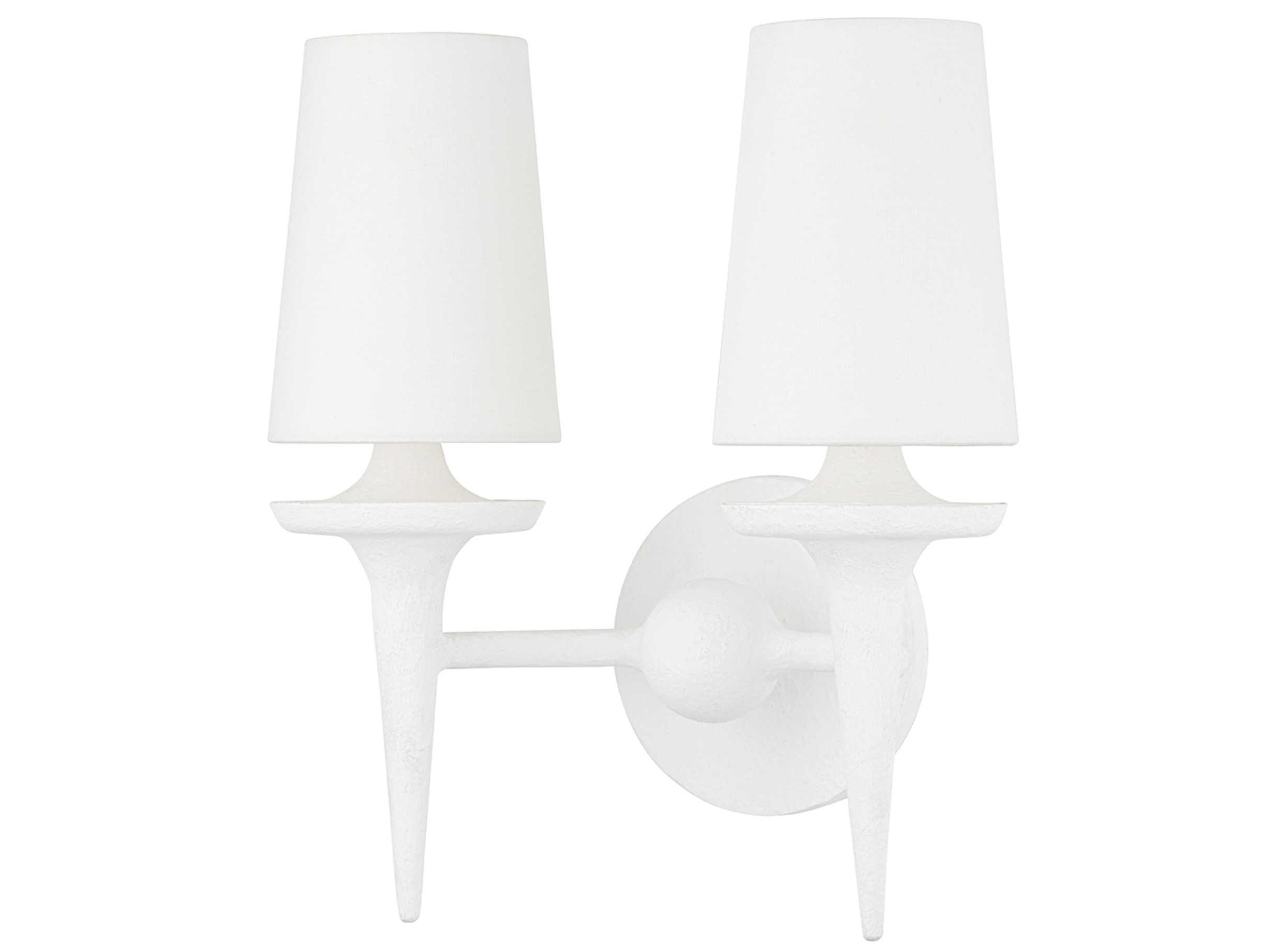 Hudson Valley Torch 2-Light White Plaster Vanity Light