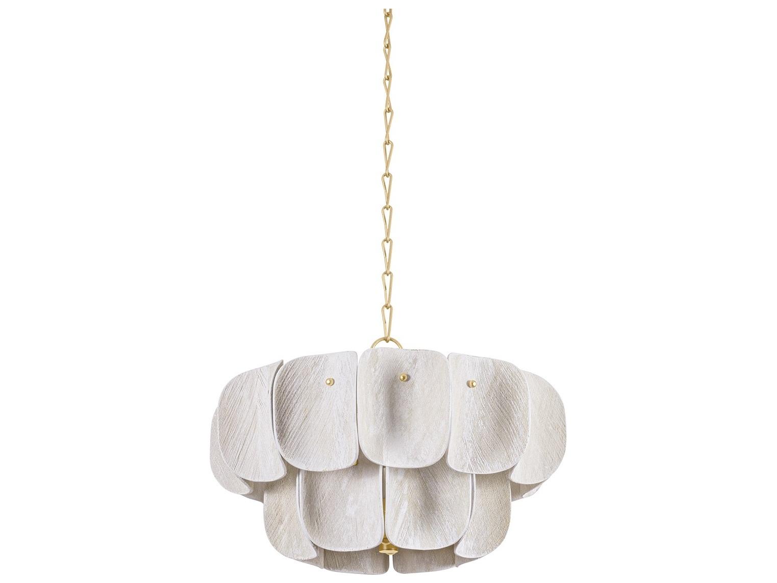 Hudson Valley Amalfi 8-Light Vintage Gold Leaf Off White Tiered Chandelier