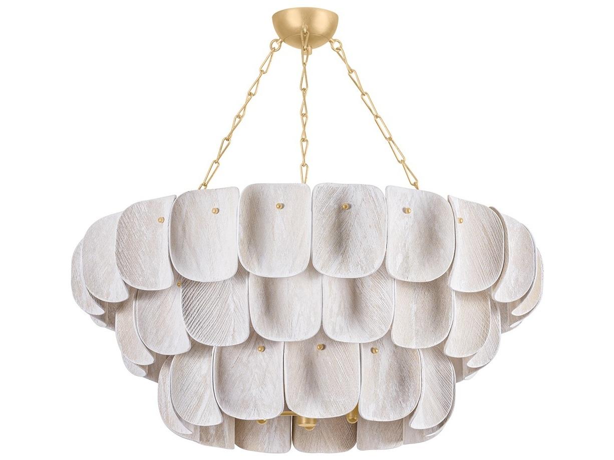 Hudson Valley Amalfi 16-Light Vintage Gold Leaf Off White Tiered Chandelier