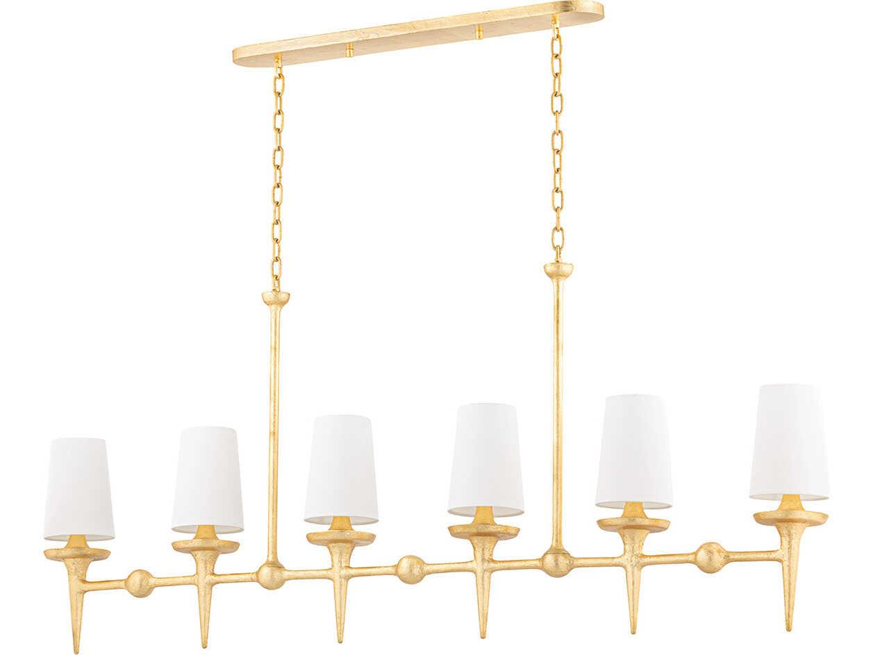 Hudson Valley Torch 6-Light Gold Leaf White Empire Island Pendant