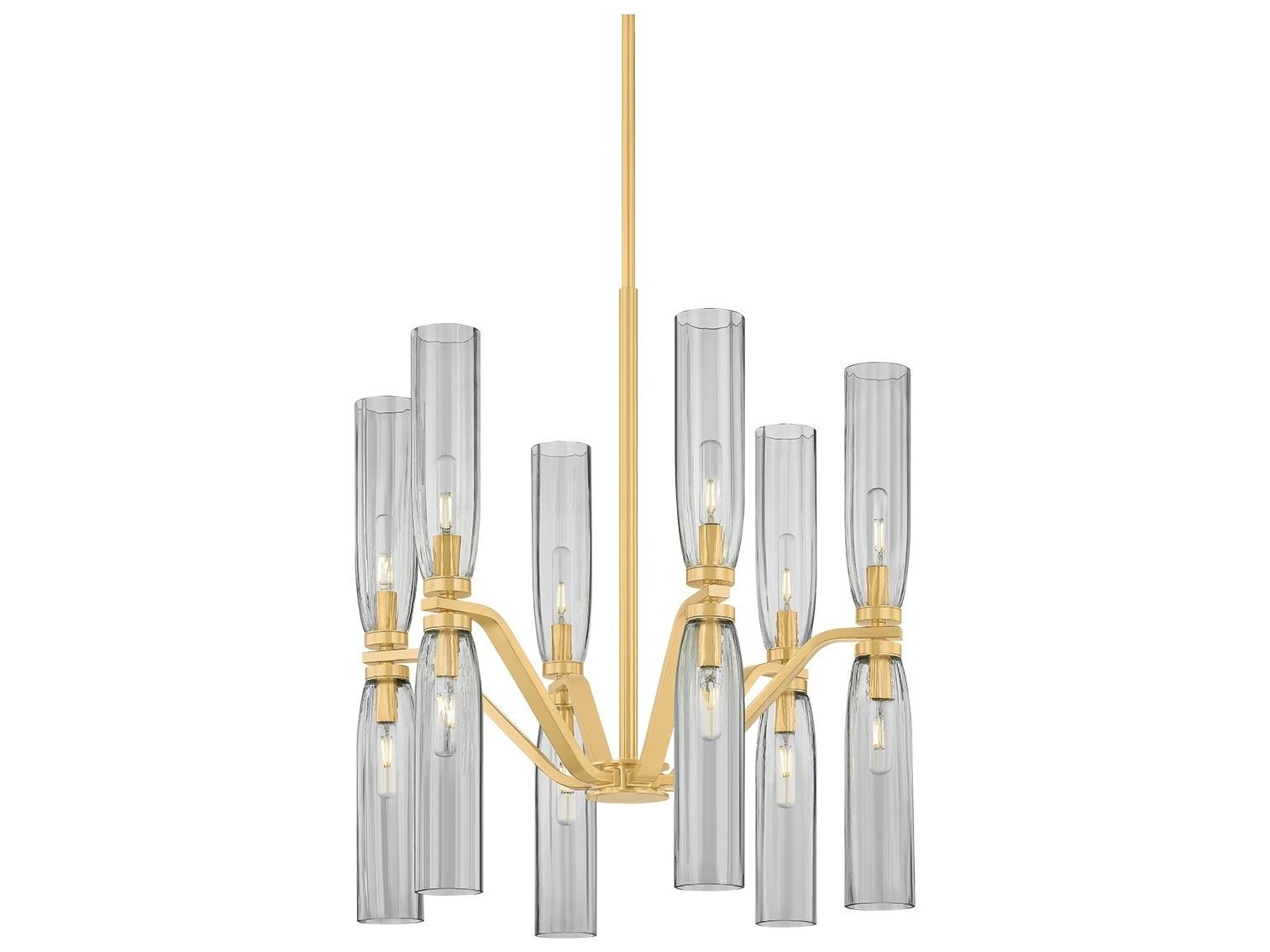 Hudson Valley Harpswell 12-Light Aged Brass Cylinder Chandelier