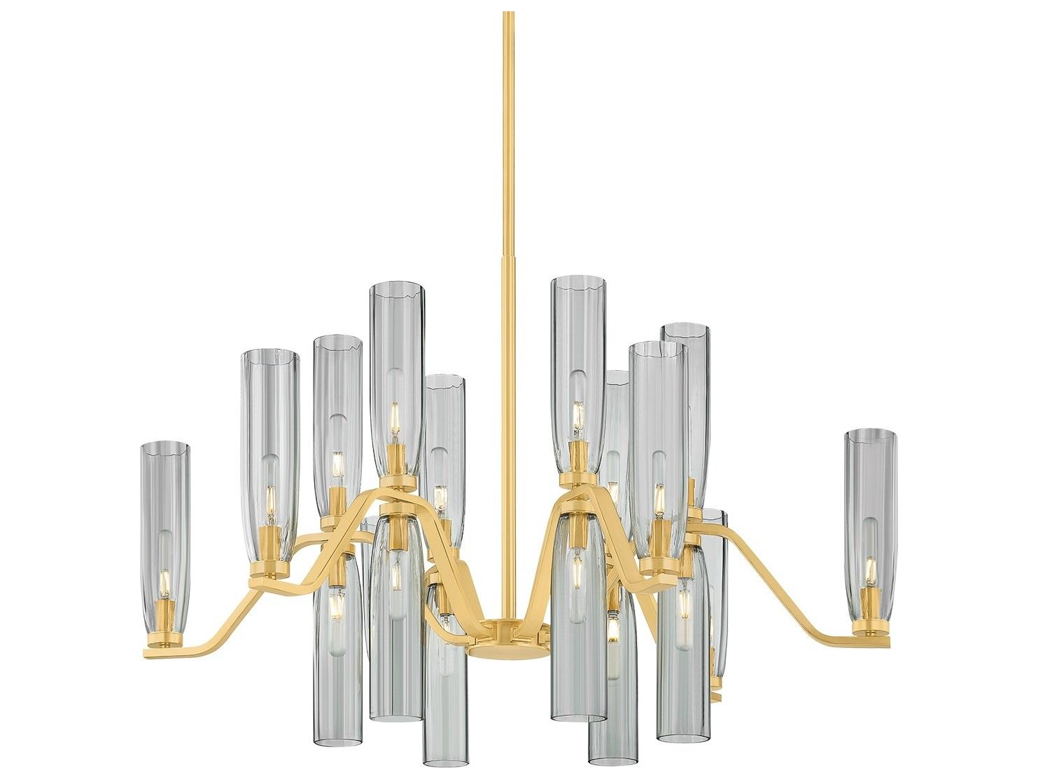 Hudson Valley Harpswell 18-Light Aged Brass Cylinder Chandelier