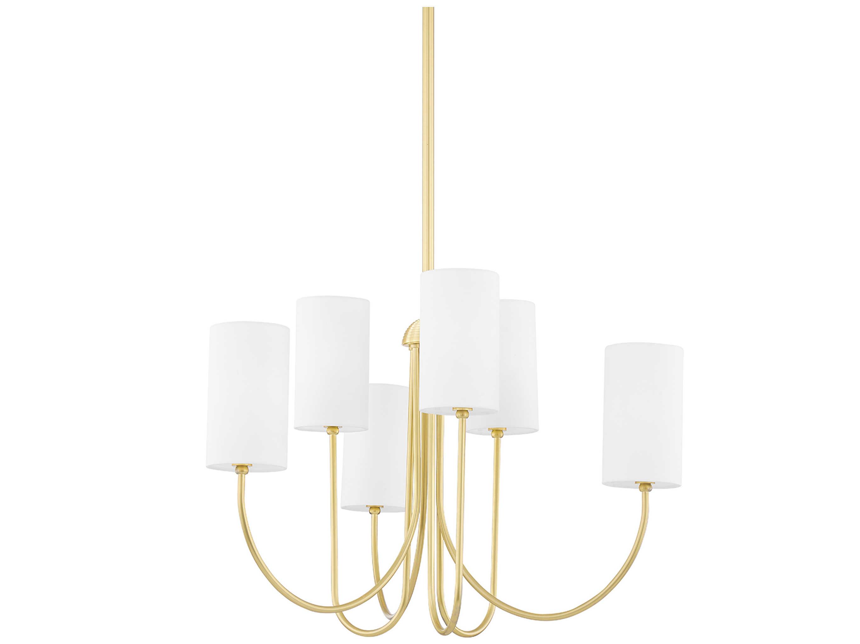 Hudson Valley Harlem 6-Light Aged Brass White Cylinder Chandelier