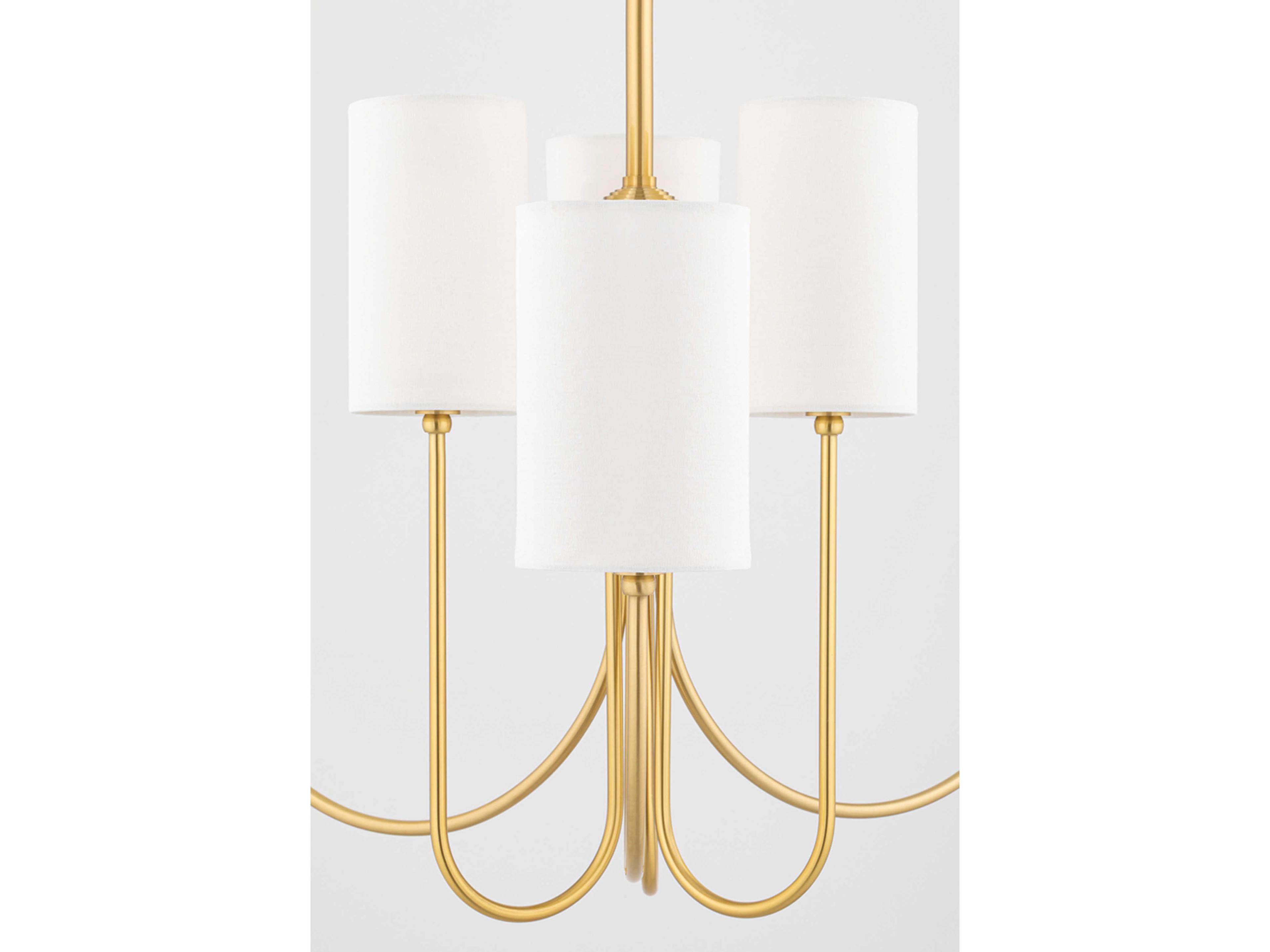 Hudson Valley Harlem 6-Light Aged Brass White Cylinder Chandelier