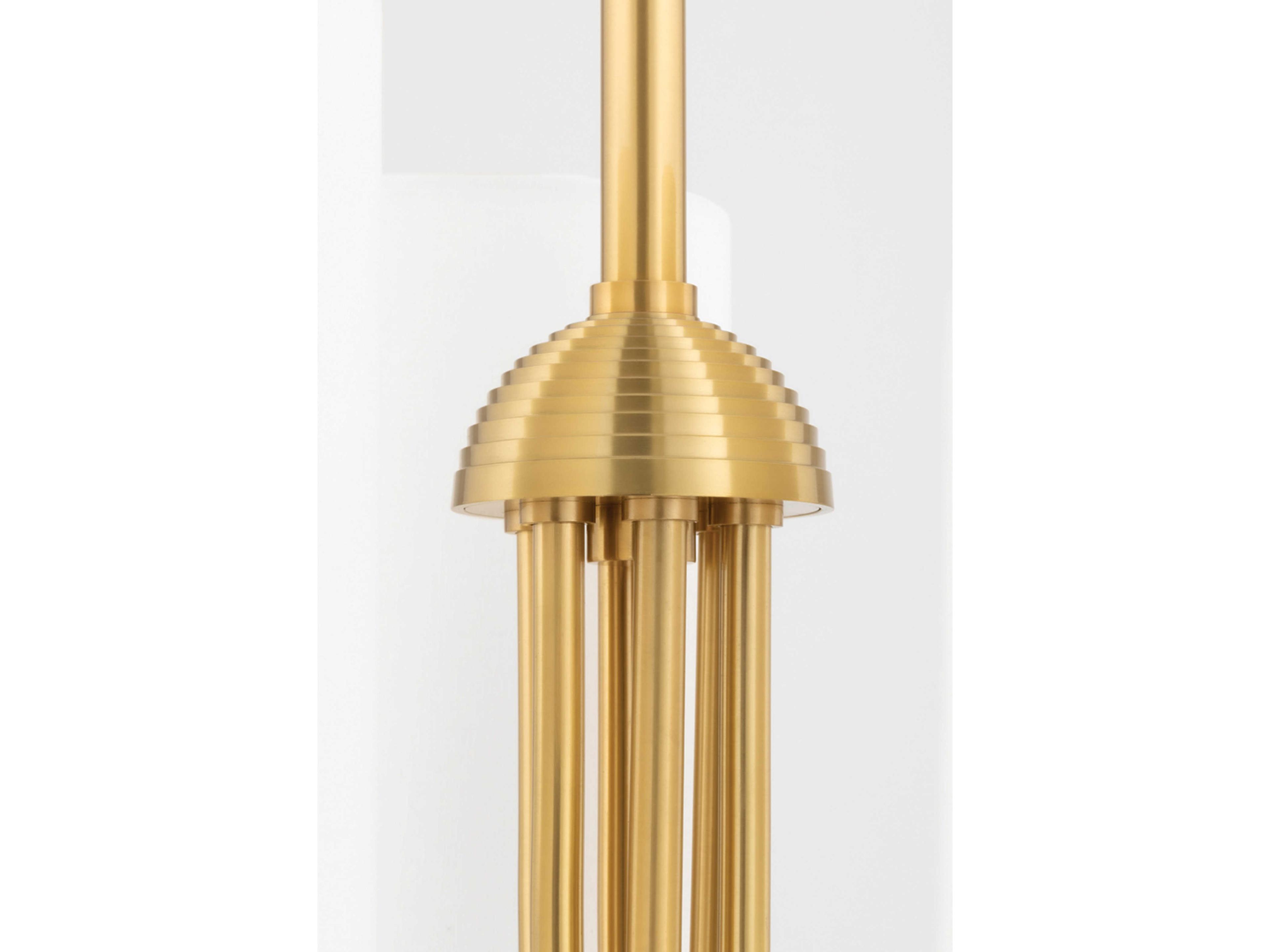 Hudson Valley Harlem 6-Light Aged Brass White Cylinder Chandelier