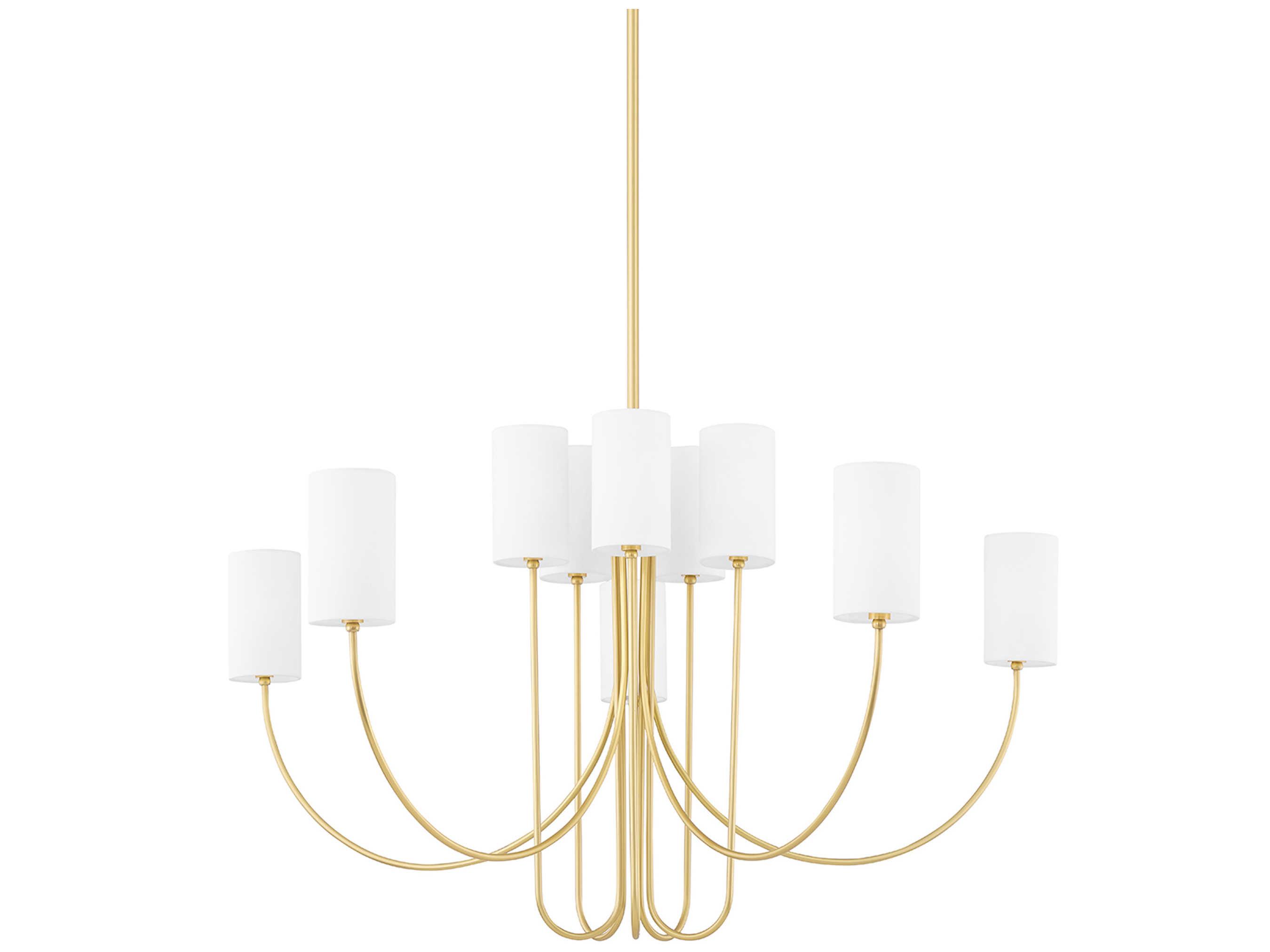 Hudson Valley Harlem 10-Light Aged Brass White Cylinder Chandelier