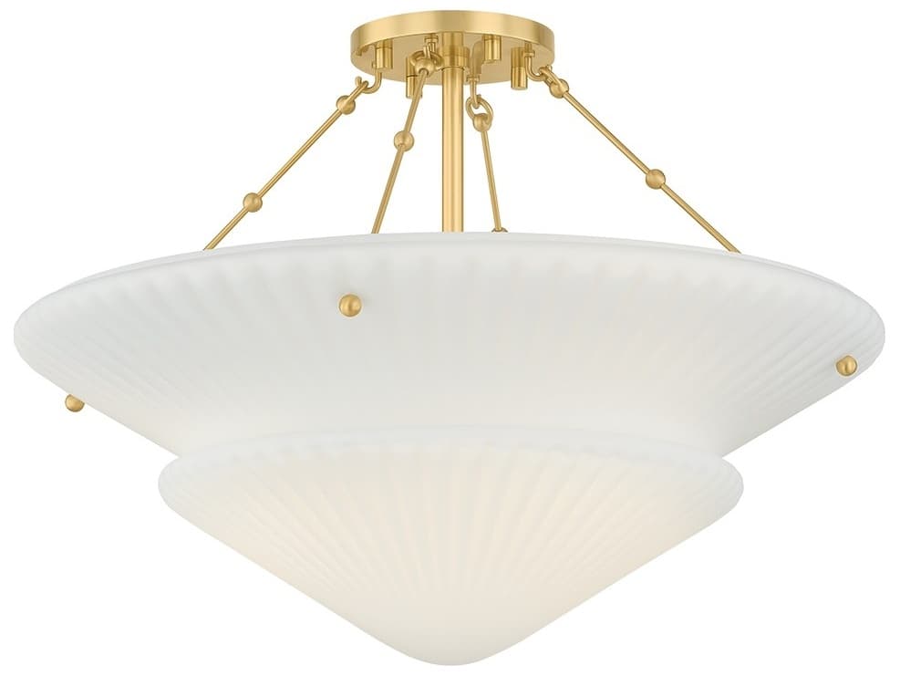 Hudson Valley Loburn 3-Light Aged Brass Tiered Semi Flush Mount