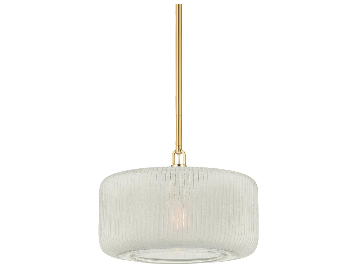 Hudson Valley Beechurst 1-Light Aged Brass Drum Pendant