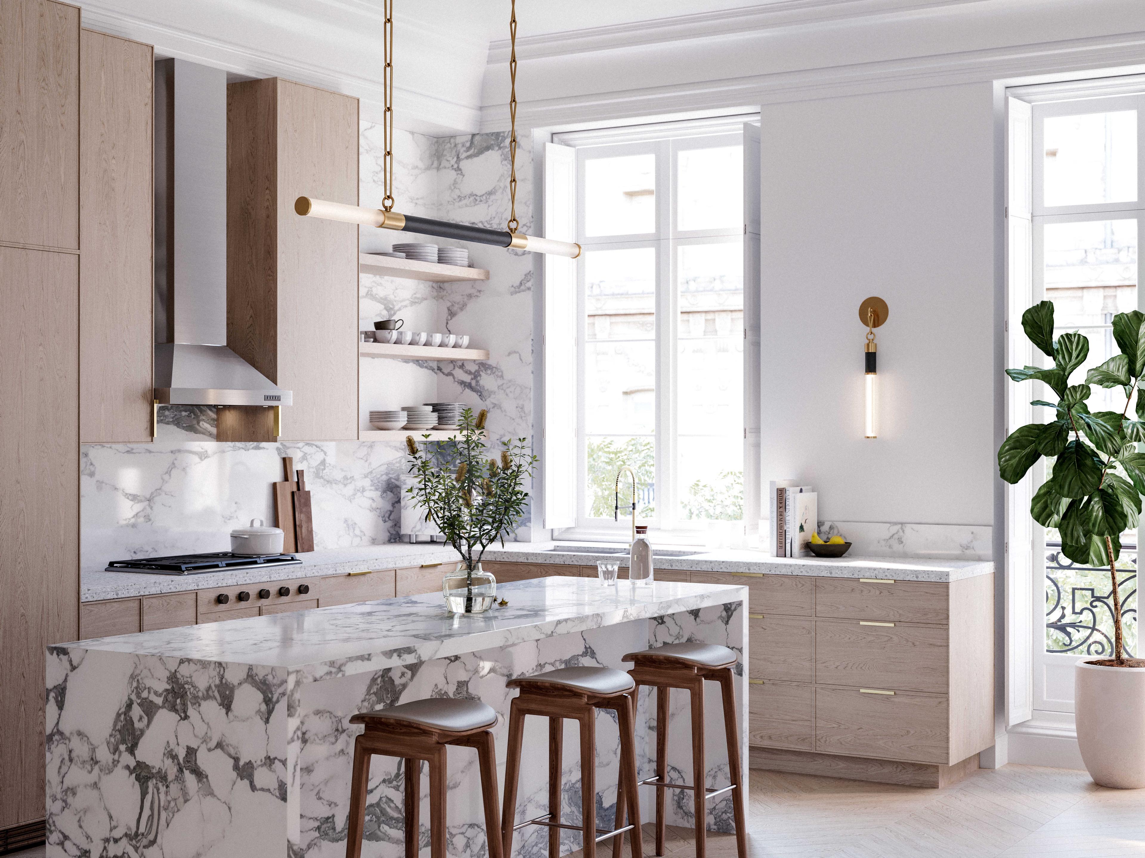 Hudson Valley Huntington 2-Light Aged Old Bronze LED Cylinder Linear Island Pendant