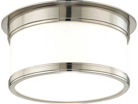 Hudson Valley Geneva 1-Light Satin Nickel Glass Drum Flush Mount