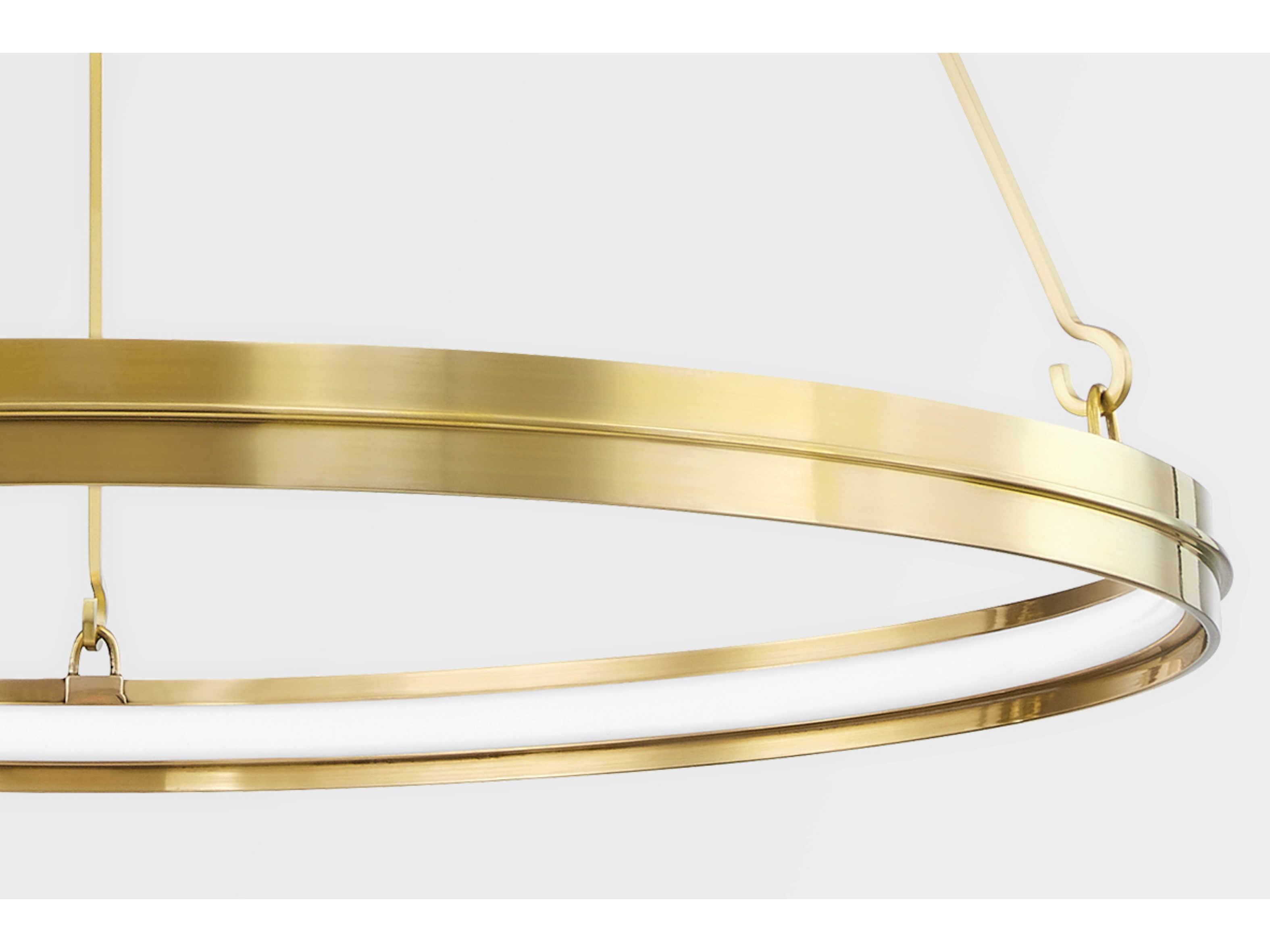 Hudson Valley Rosendale 1-Light Aged Brass Glass LED Round Pendant