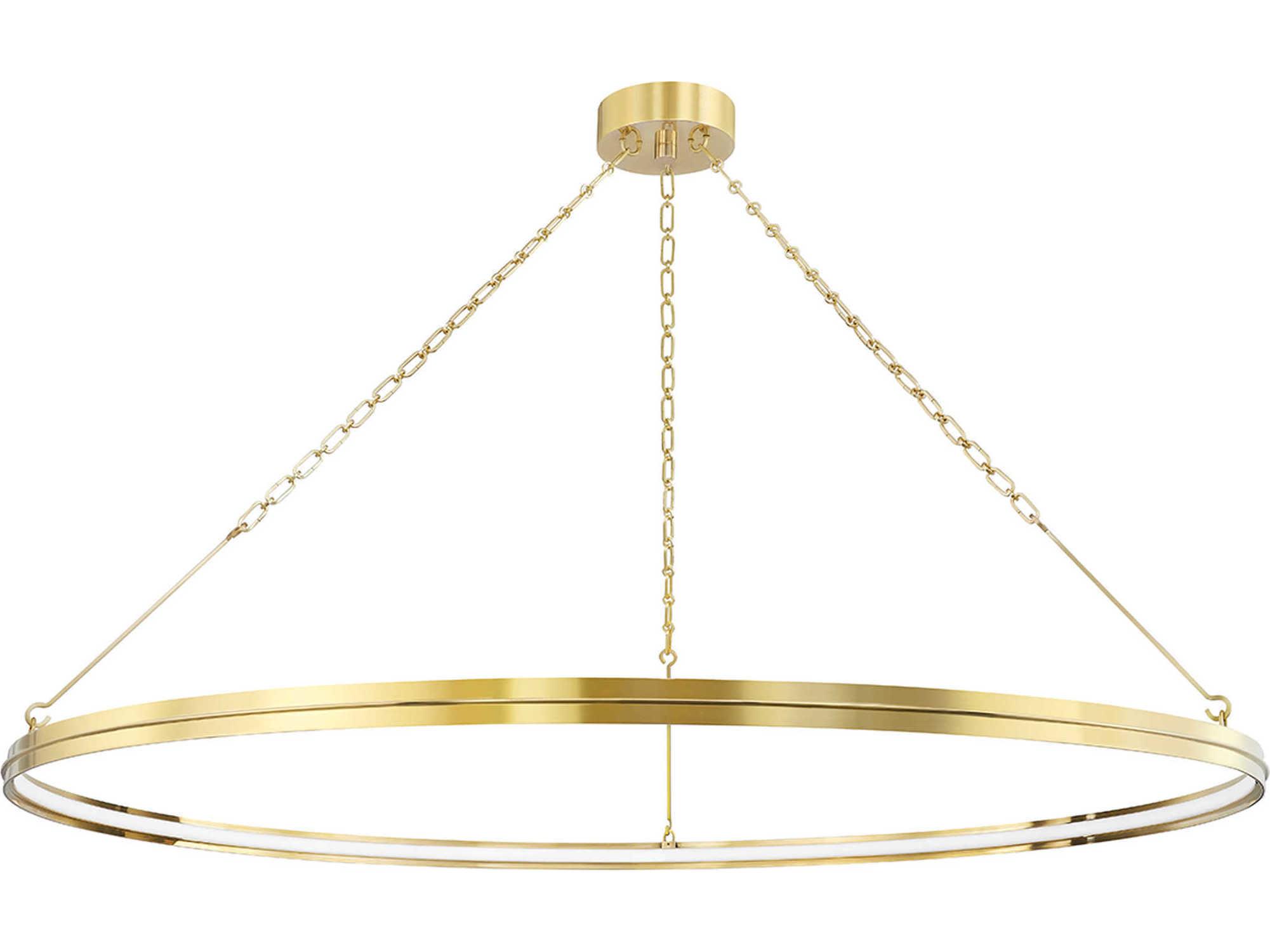 Hudson Valley Rosendale 1-Light Aged Brass Glass LED Round Pendant