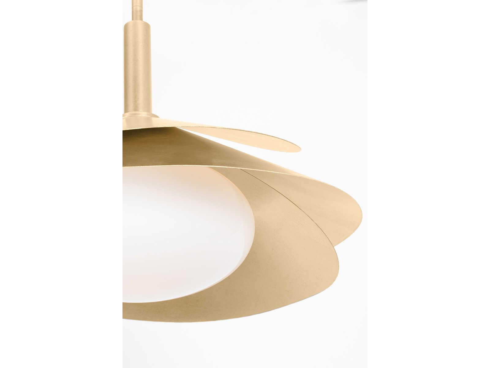 Hudson Valley Brookhaven 1-Light Vintage Gold Leaf White Glass Pendant