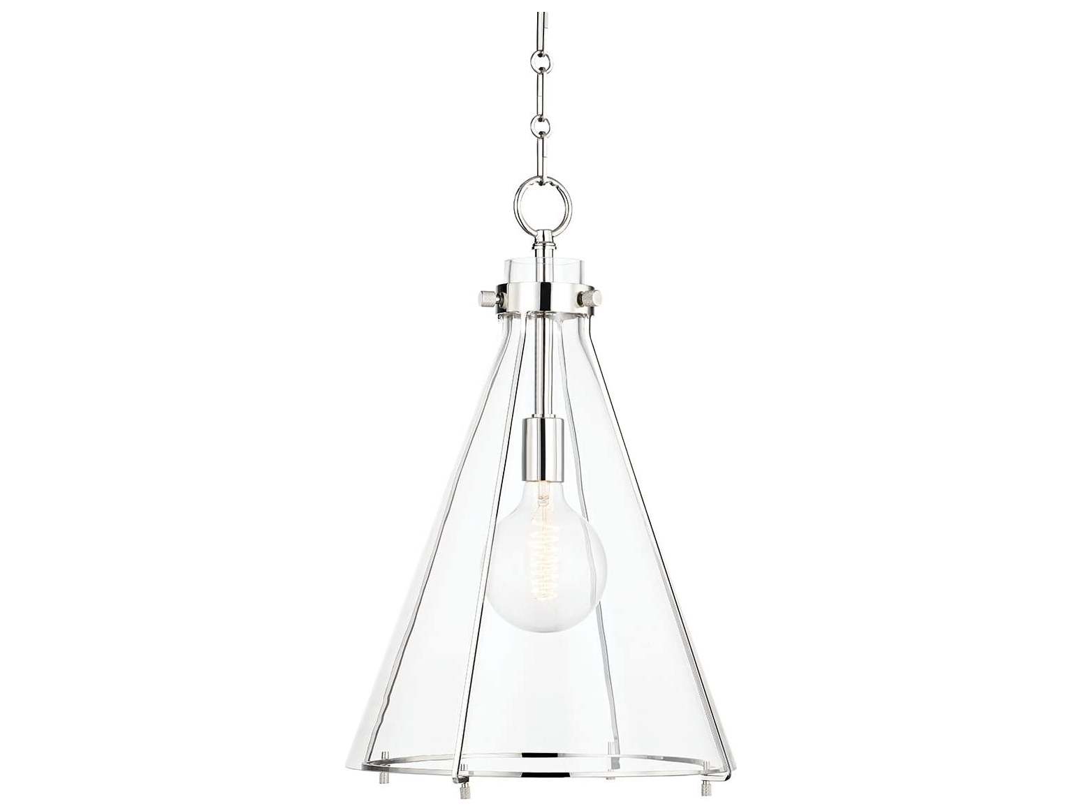 Hudson Valley Eldridge 1-Light Polished Nickel Glass Pendant