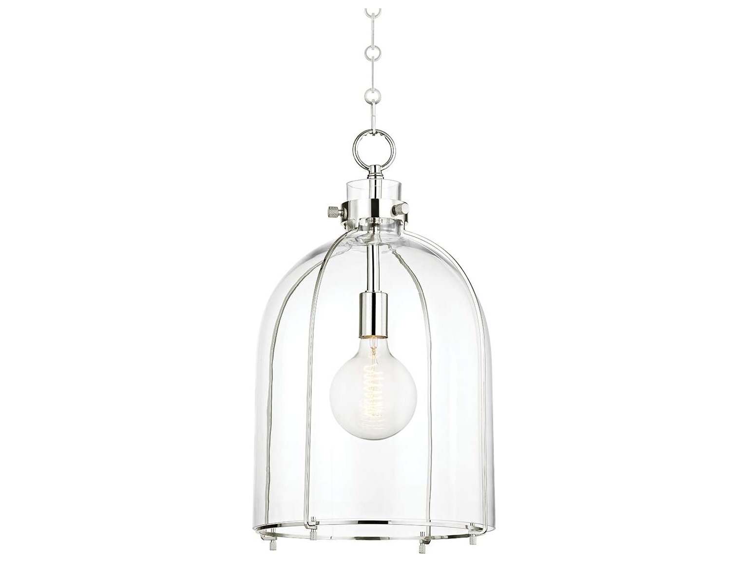 Hudson Valley Eldridge 1-Light Polished Nickel Glass Bell Pendant