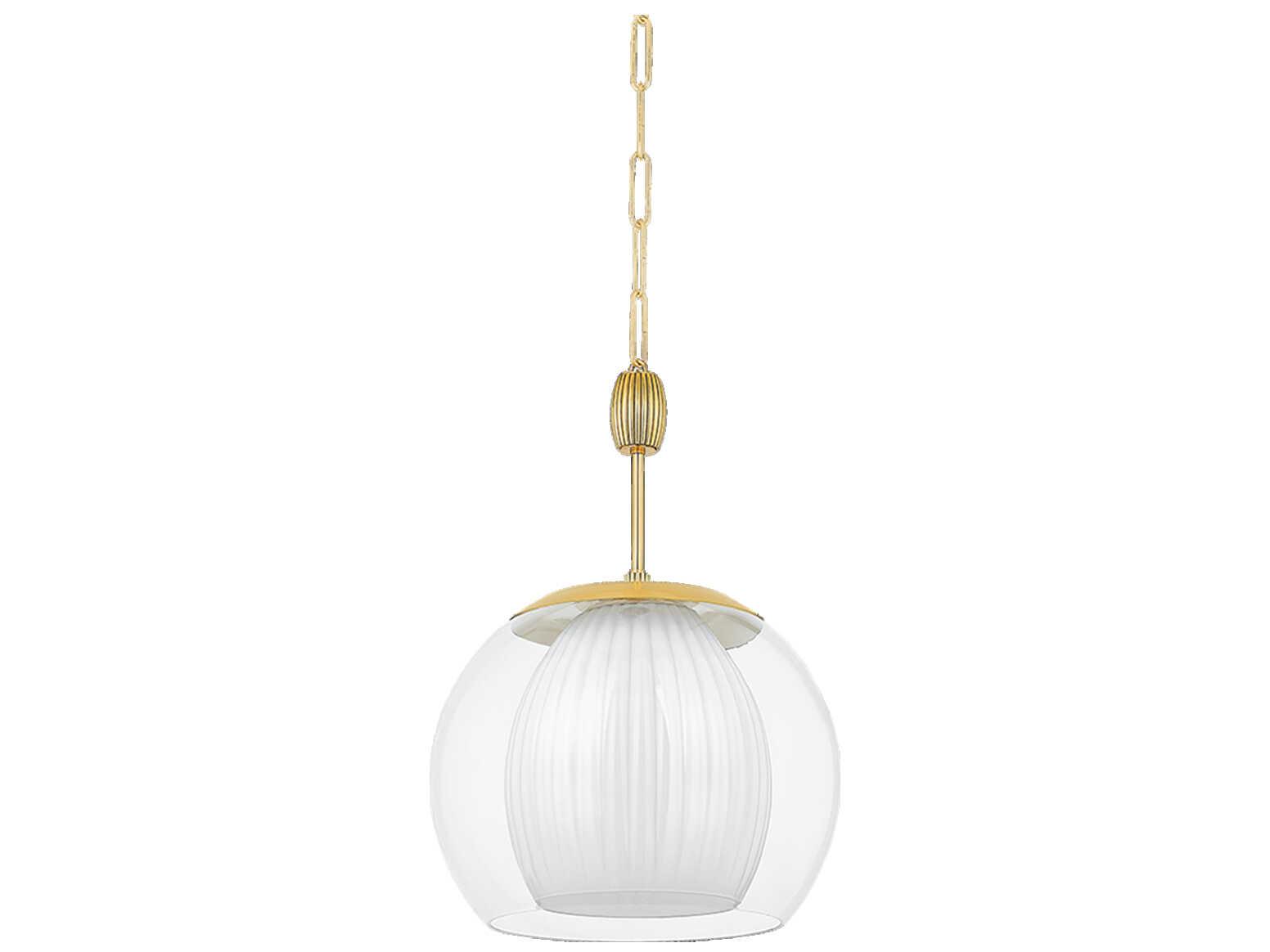 Hudson Valley Clementon 1-Light Aged Brass Pendant