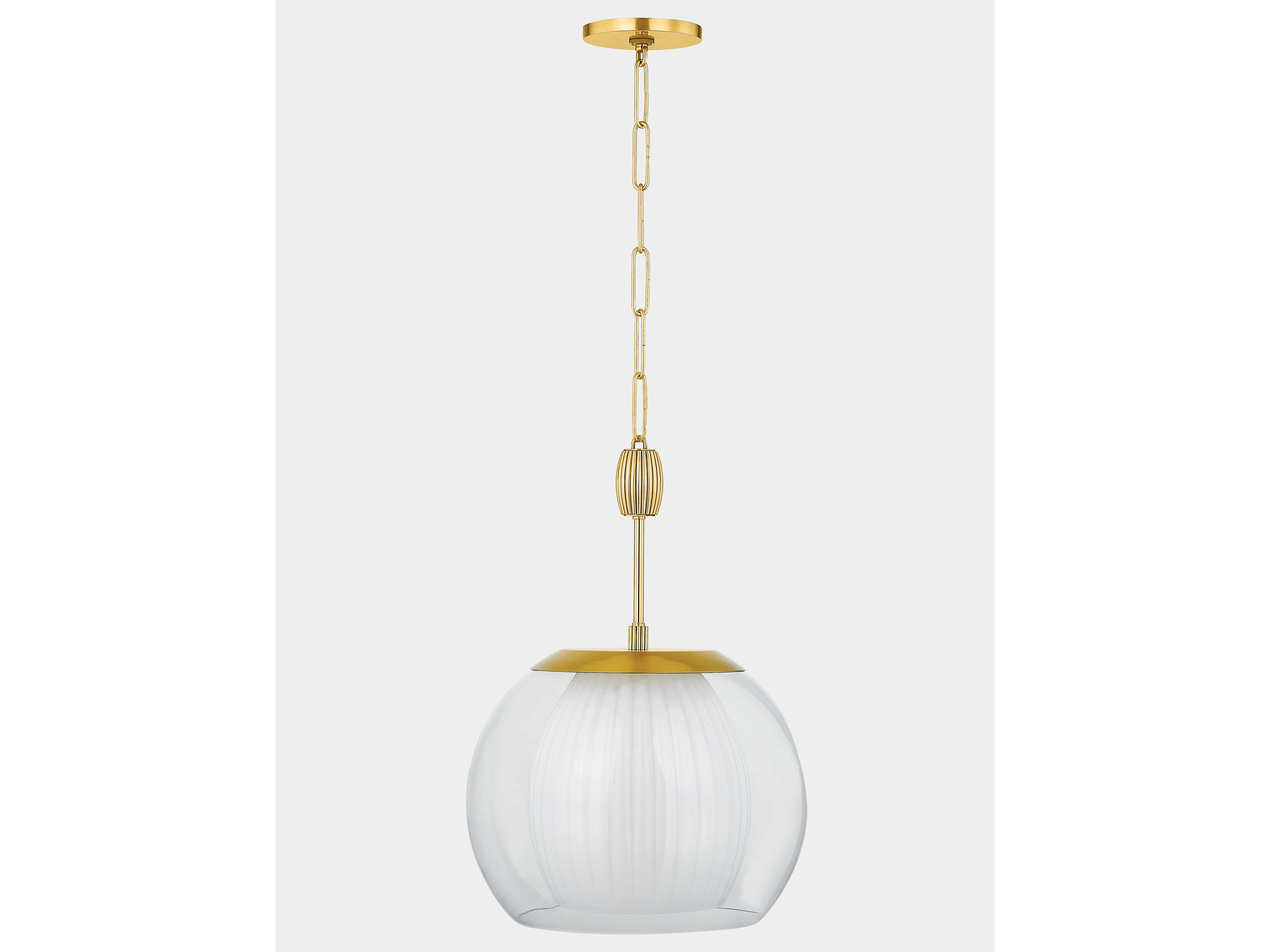 Hudson Valley Clementon 1-Light Aged Brass Pendant