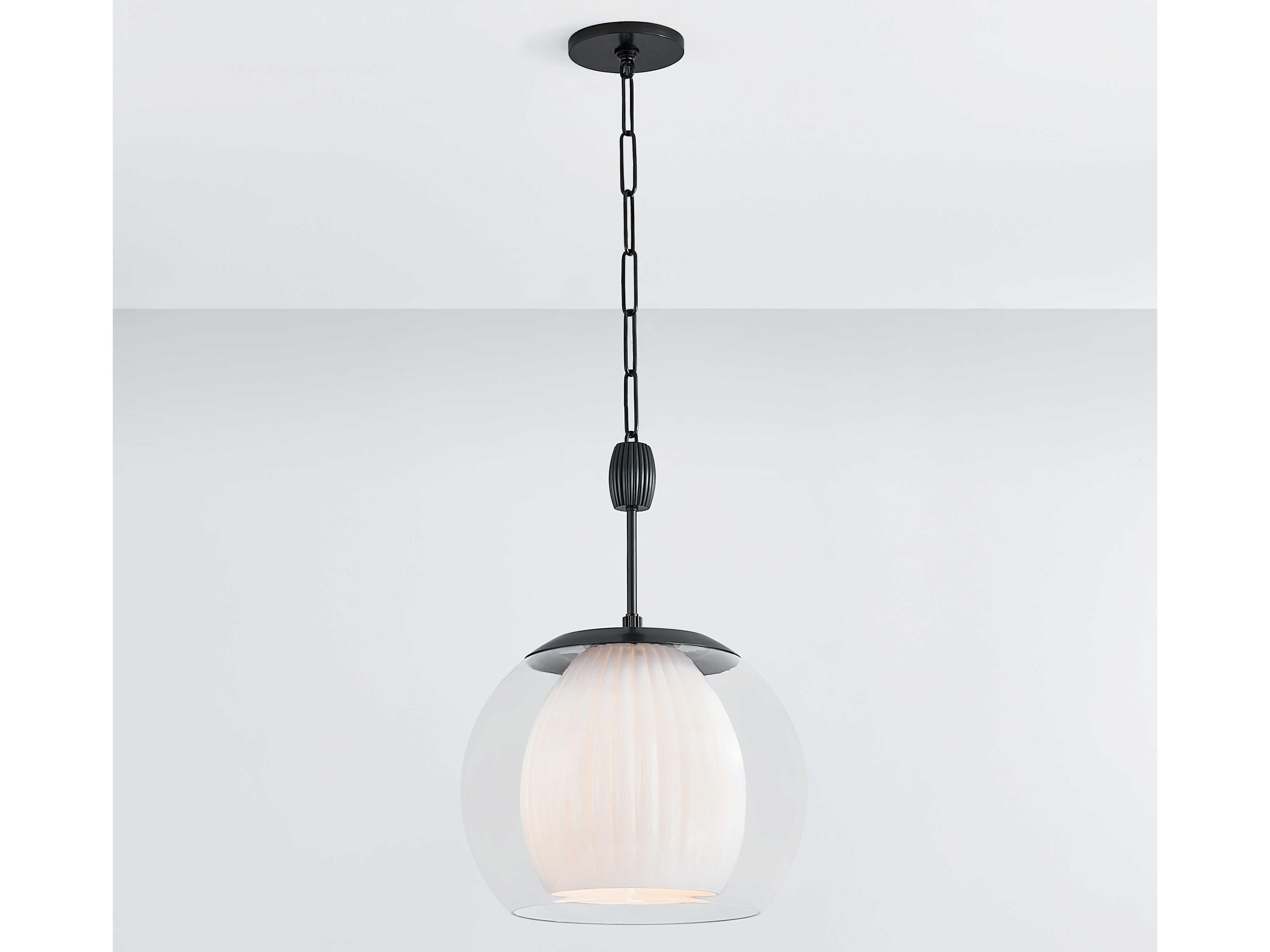 Hudson Valley Clementon 1-Light Distressed Bronze Black Dome Pendant