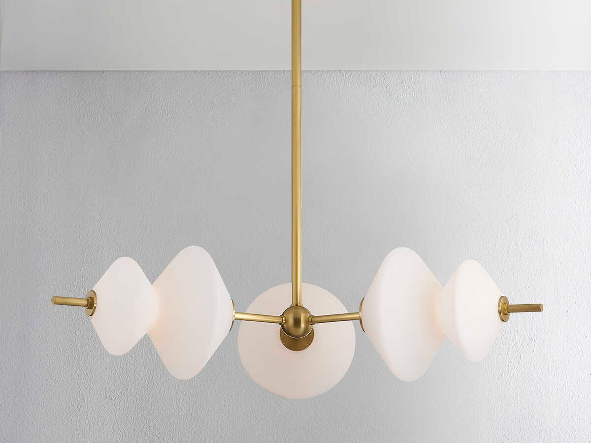 Hudson Valley Barrow 3-Light Aged Brass Glass LED Geometric Chandelier