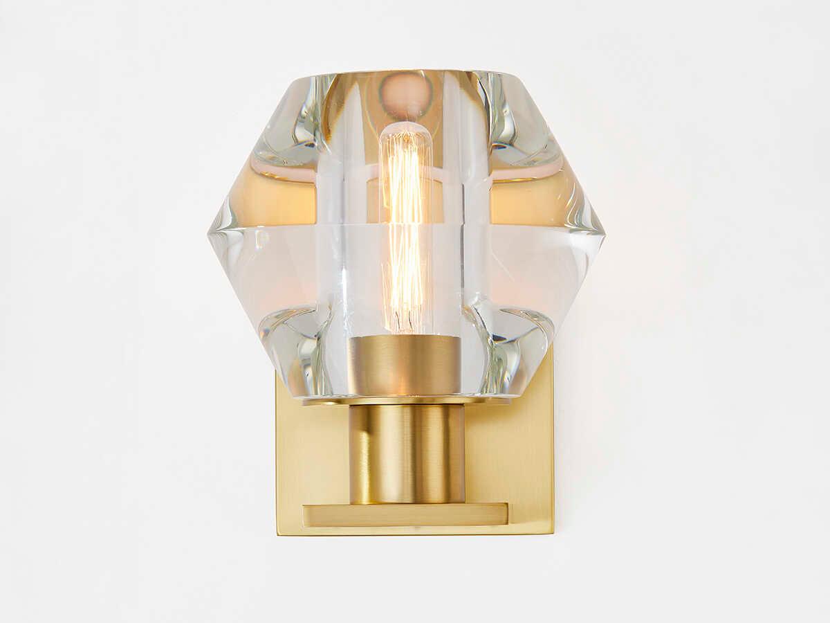 Hudson Valley Cooperstown 1-Light Aged Brass Crystal Wall Sconce