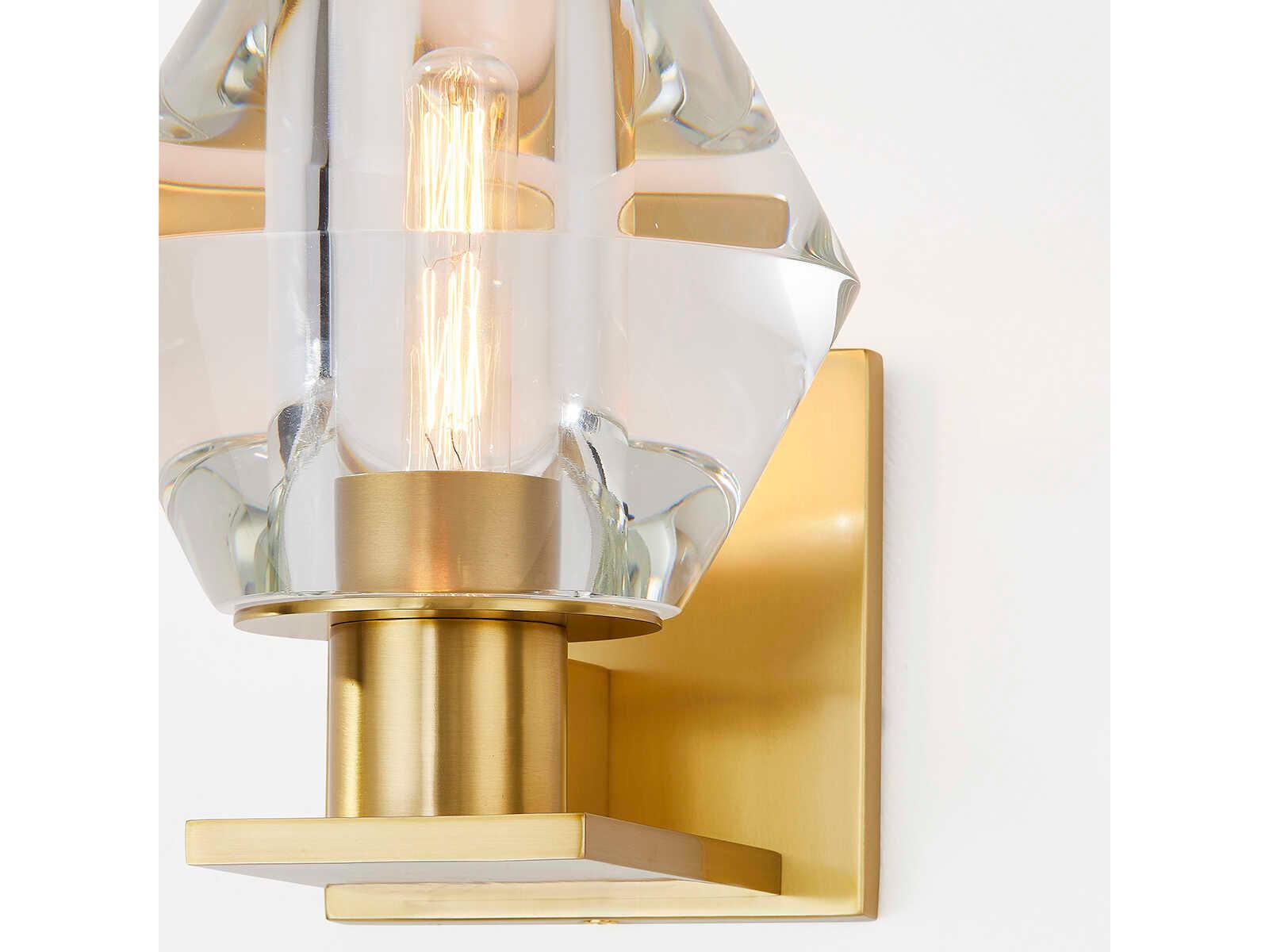 Hudson Valley Cooperstown 1-Light Aged Brass Crystal Wall Sconce