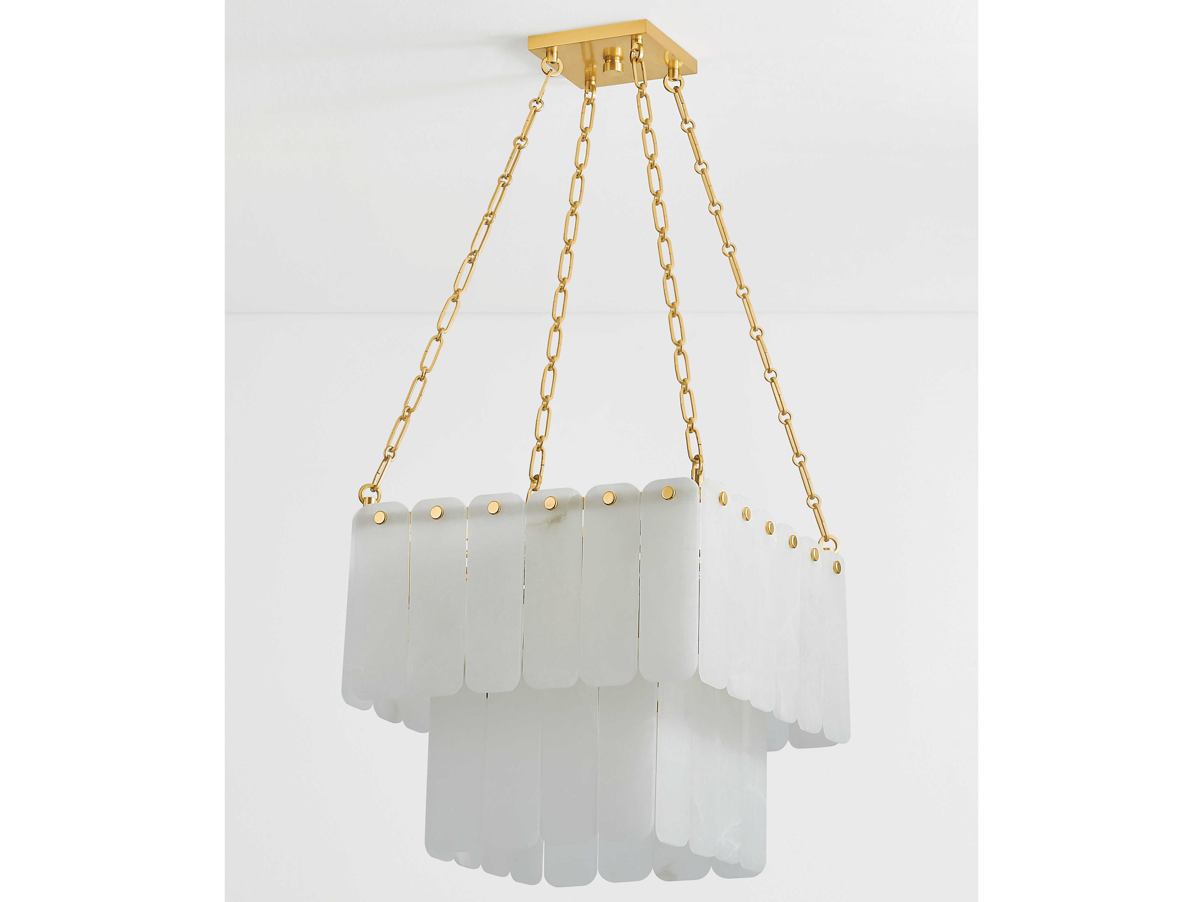 Hudson Valley Moissanite 17-Light Aged Brass White Tiered Chandelier