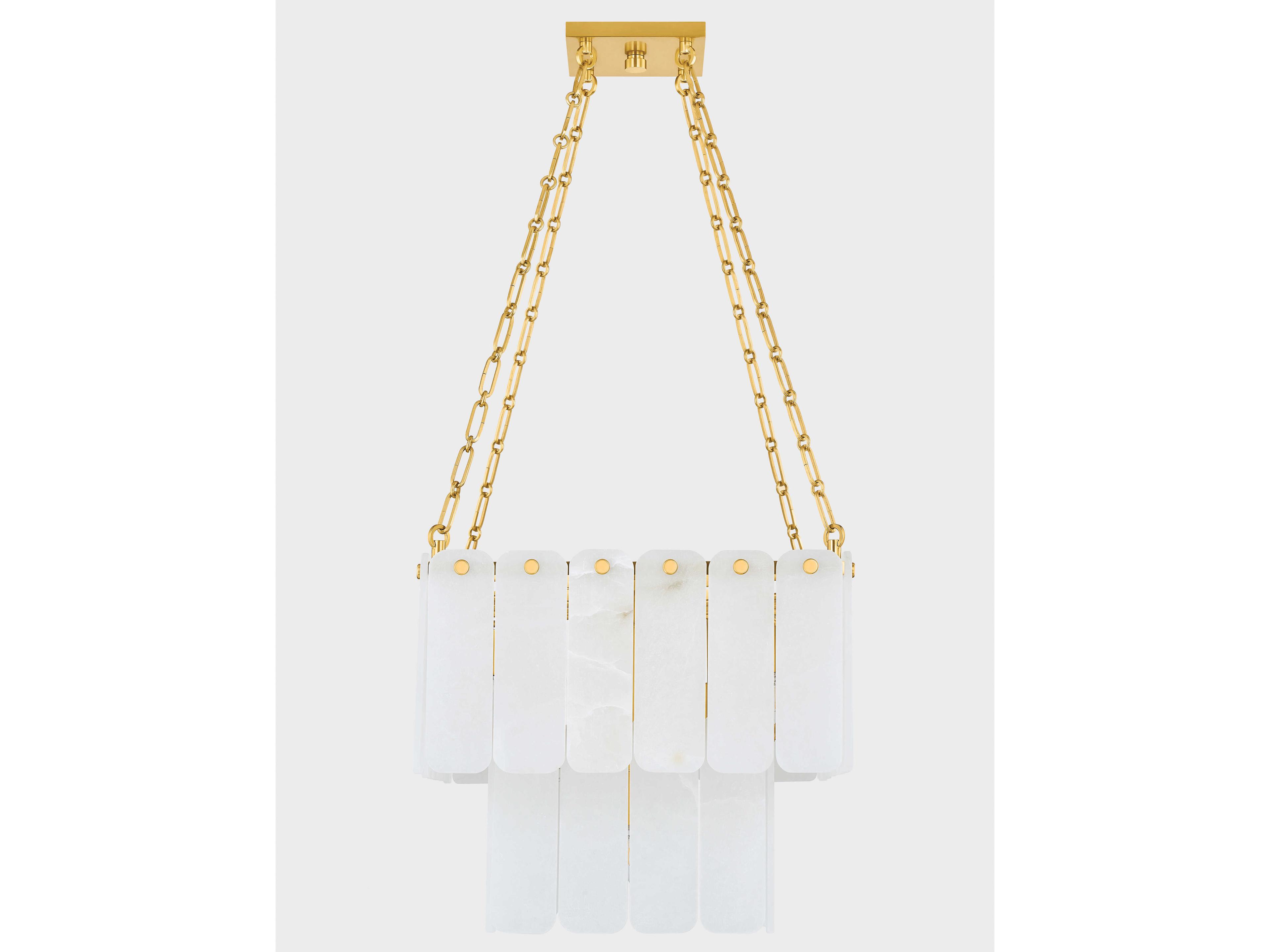 Hudson Valley Moissanite 17-Light Aged Brass White Tiered Chandelier