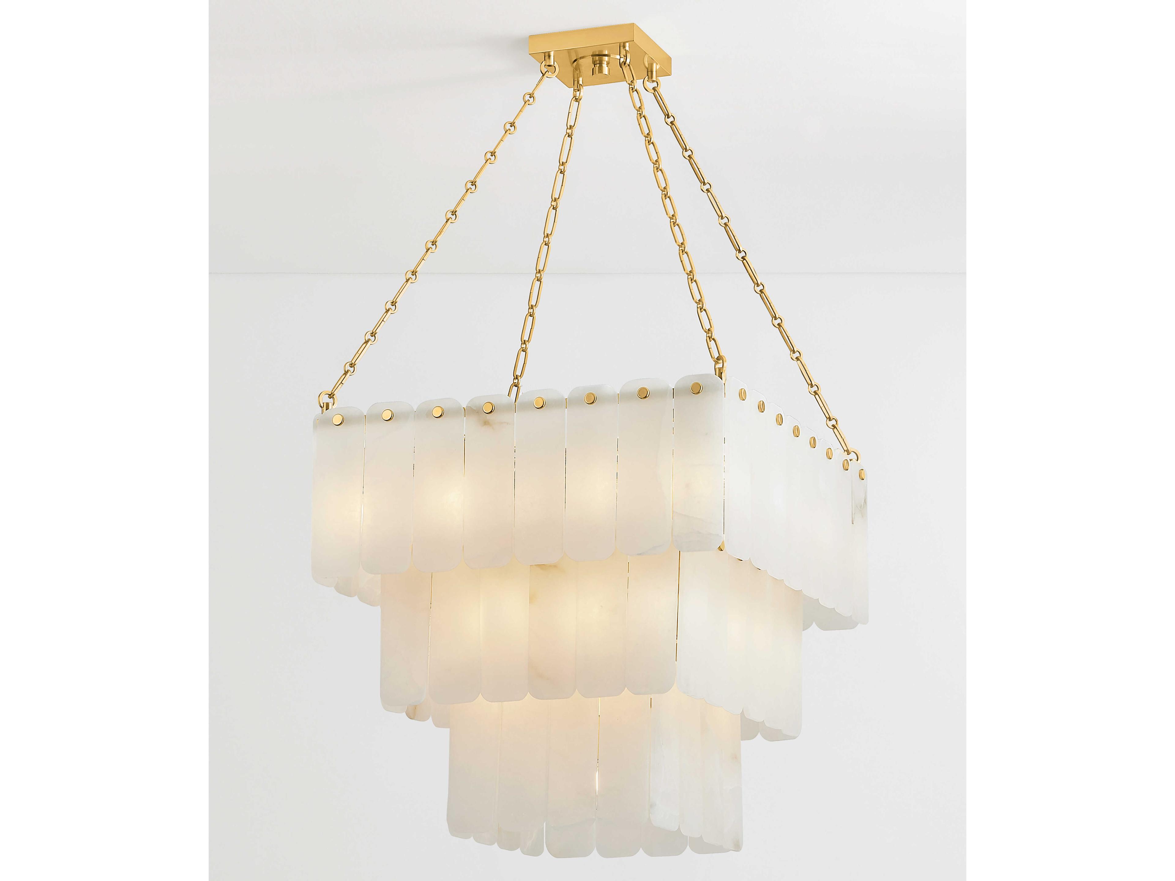 Hudson Valley Moissanite 33-Light Aged Brass White Tiered Chandelier