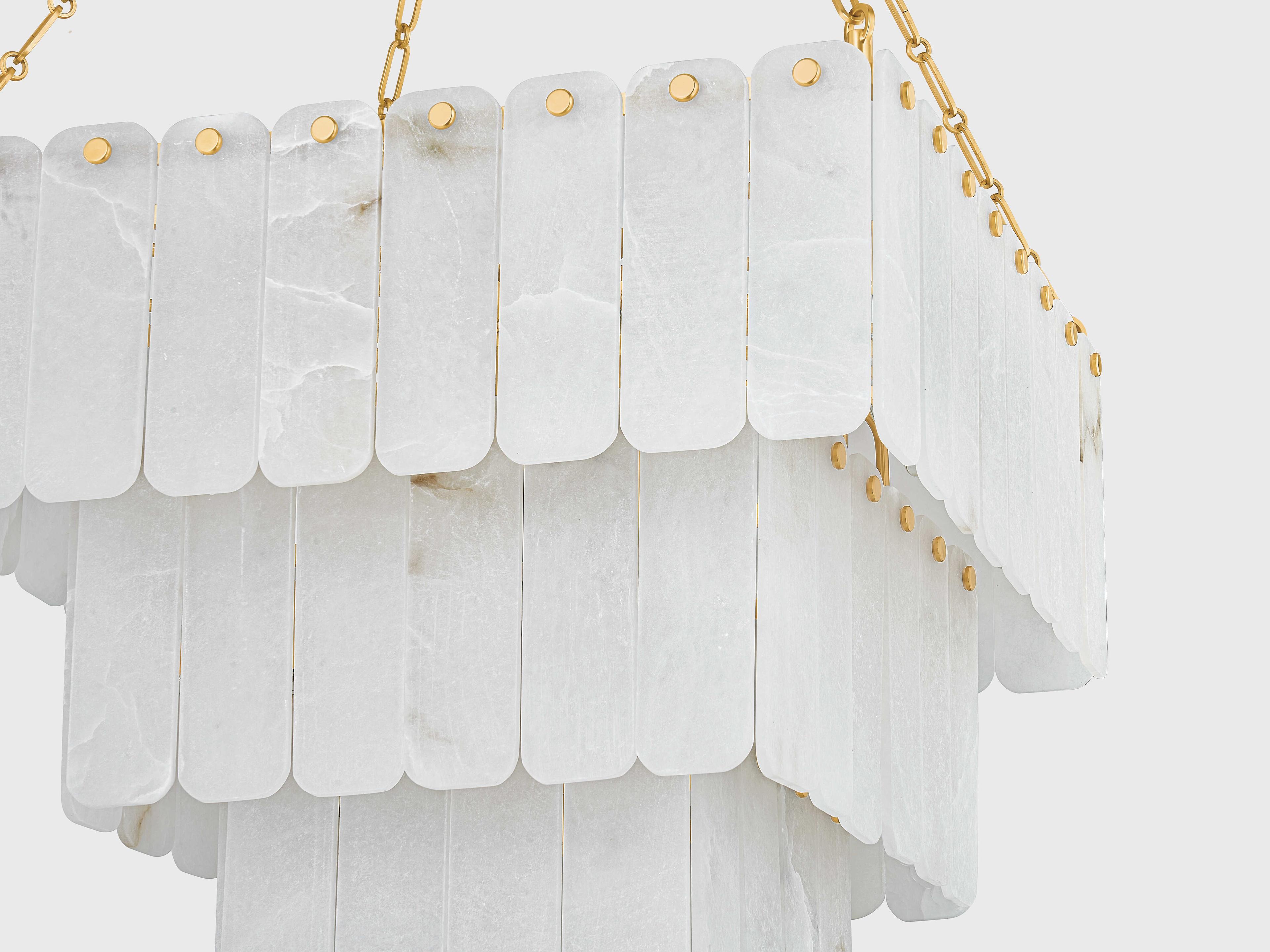 Hudson Valley Moissanite 33-Light Aged Brass White Tiered Chandelier