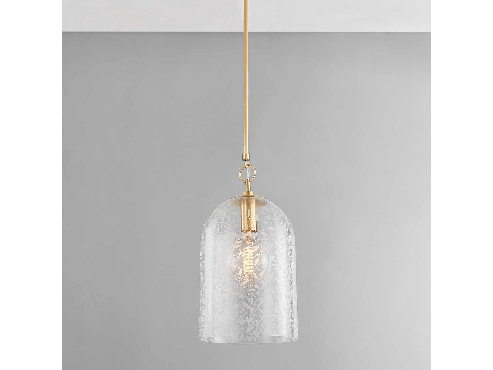 Hudson Valley Belleville 1-Light Aged Brass Glass Bell Mini Pendant