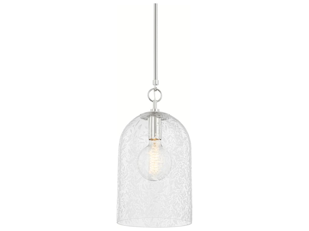 Hudson Valley Belleville 1-Light Polished Nickel Glass Bell Mini Pendant